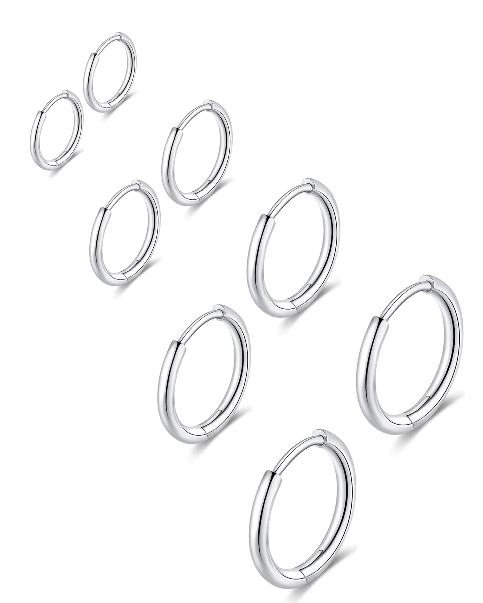 316L Surgical Stainless Steel Huggie Hoop Earrings 6mm 8mm 10mm 11mm 12mm 14mm Hypoallergenic Earrings Hoop Cartilage Helix Lobes Hinged Sleeper Earrings For Men Women Girls