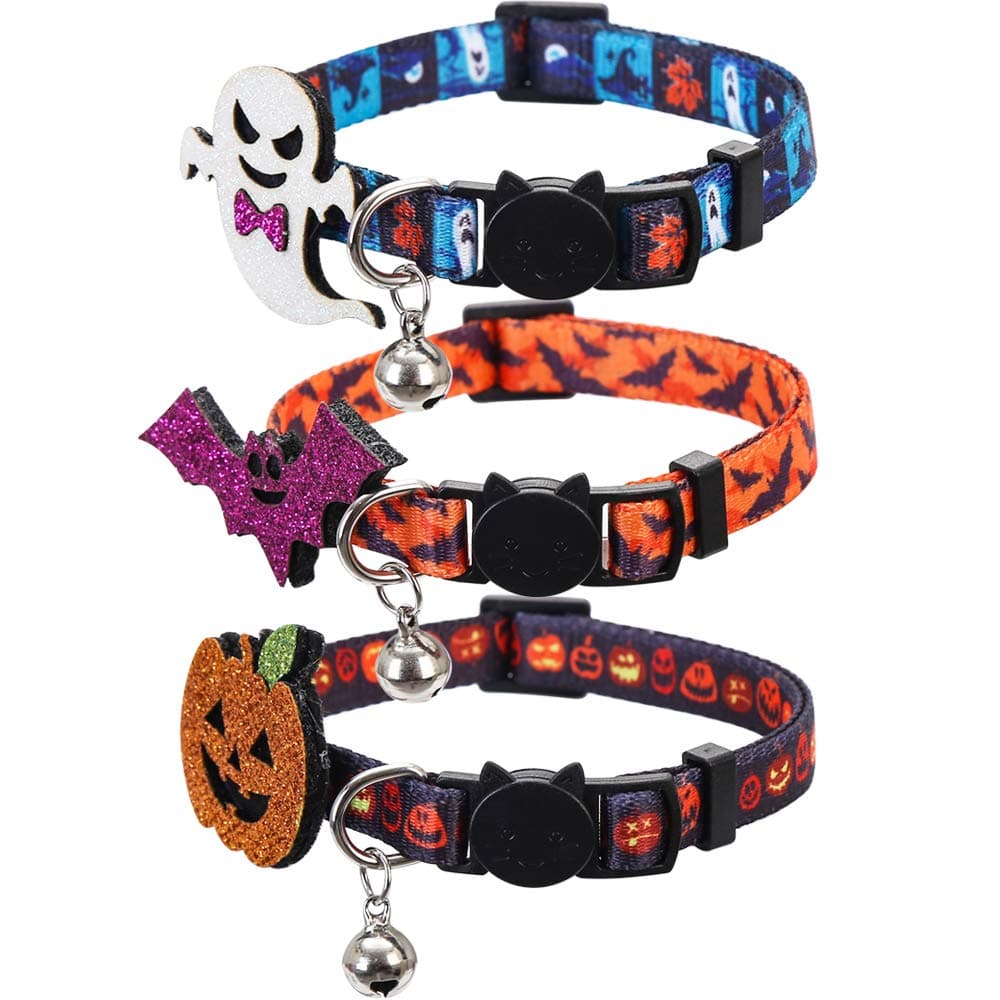 Lamphyface3 Pack Halloween Cat Collar with Bell Breakaway Adjustable