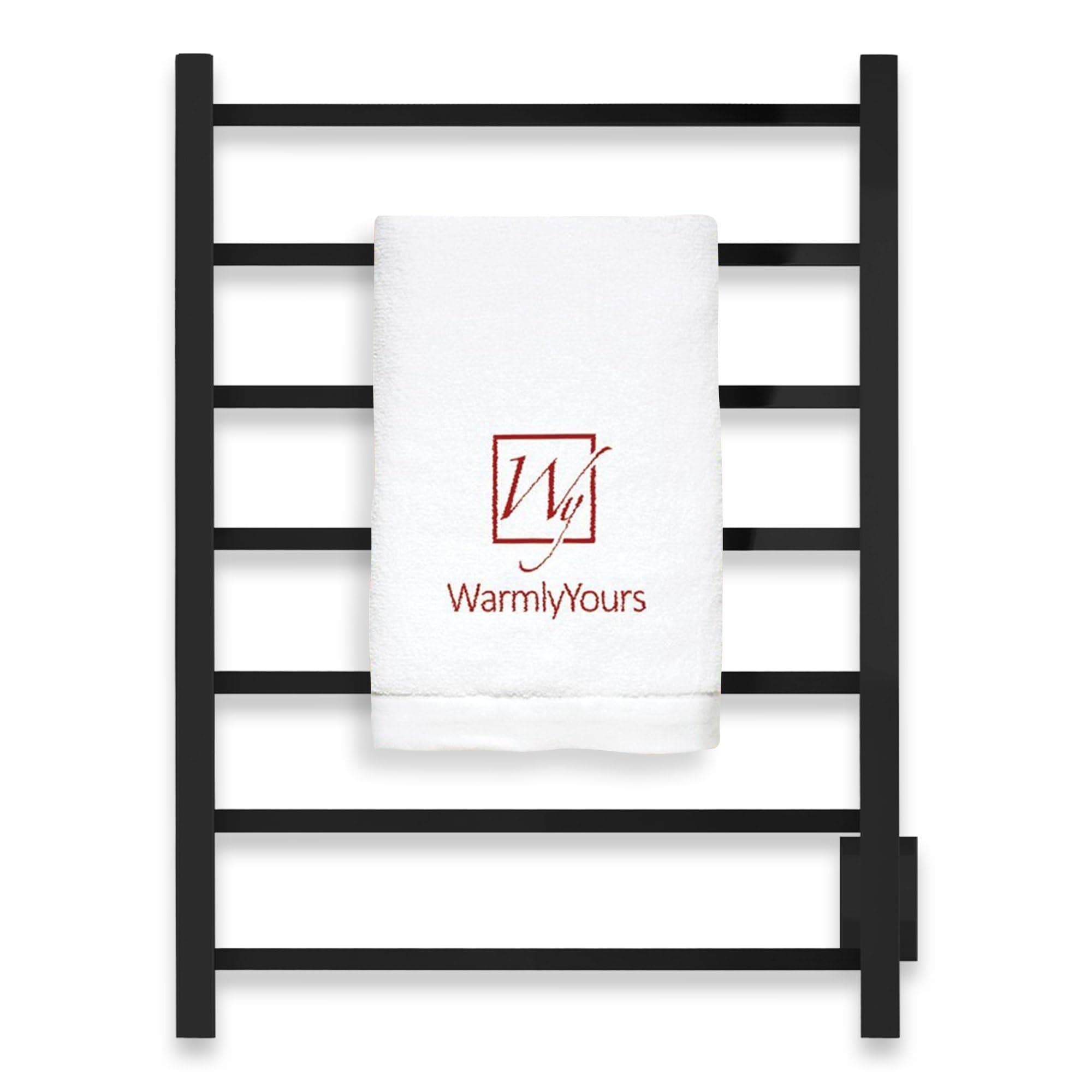 Heated Towel Rack – Matte Black Wall Mounted Towel Warmer for Luxurious Bathroom Spa-Like Comfort, 7-Bars, 75 Watts Electric Hardwired UL Certified Safe, WarmlyYours Tahoe