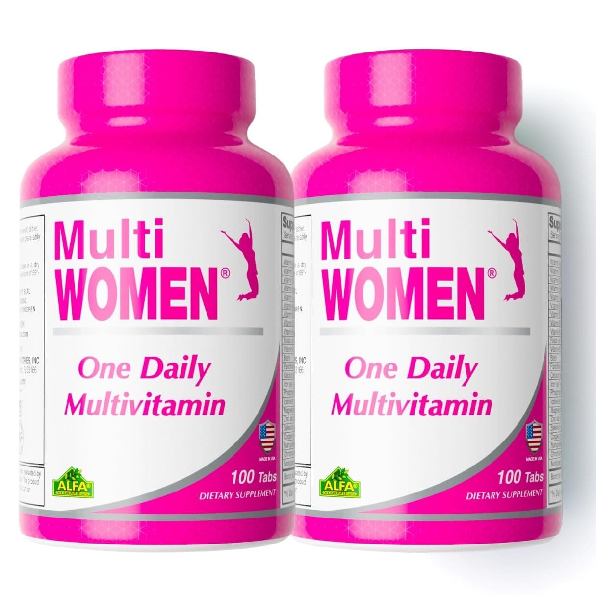 ALFA VITAMINS Multi Women Vitamins Dietary Supplement with Essential Vitamins & Minerals for Women - Amino Acids + Antioxidants - 100 Tablets (2 Pack)