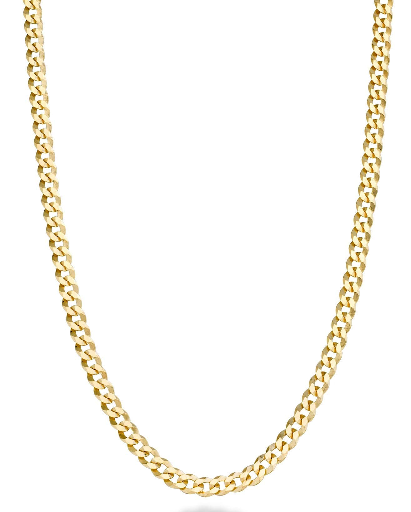 Italian 18K Gold Plated 925 Sterling Silver 3.5mm Diamond-Cut Cuban Link Curb Chain Necklace for Women Men, Made in Italy