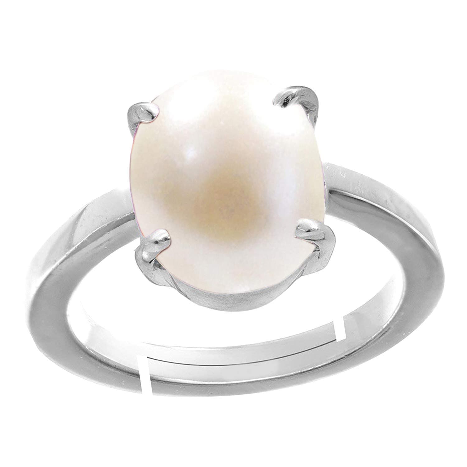 100% Certified Pearl 13.25 Ratti Natural Pearl Gemstone Original Certified moti Adjustable panchhdhaatu/Ashtadhatu Silver Ring for Men and Women