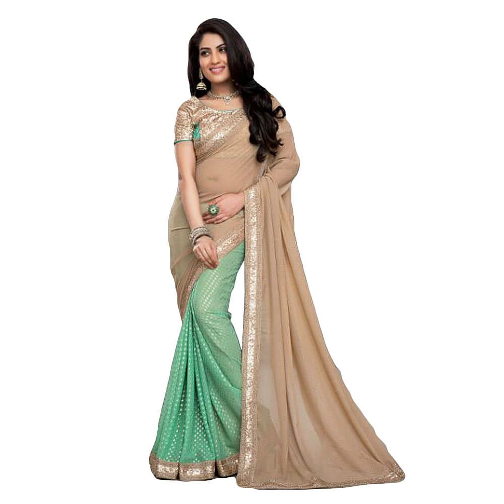 Shree Designer Sarees Women's Remarkable Cream georgette saree