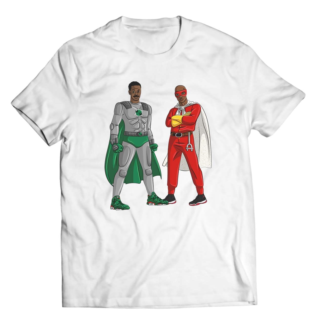 Unisex Meteor Man And Blank Man Shirt - 90s Black Art Superhero T-Shirt, White, Small