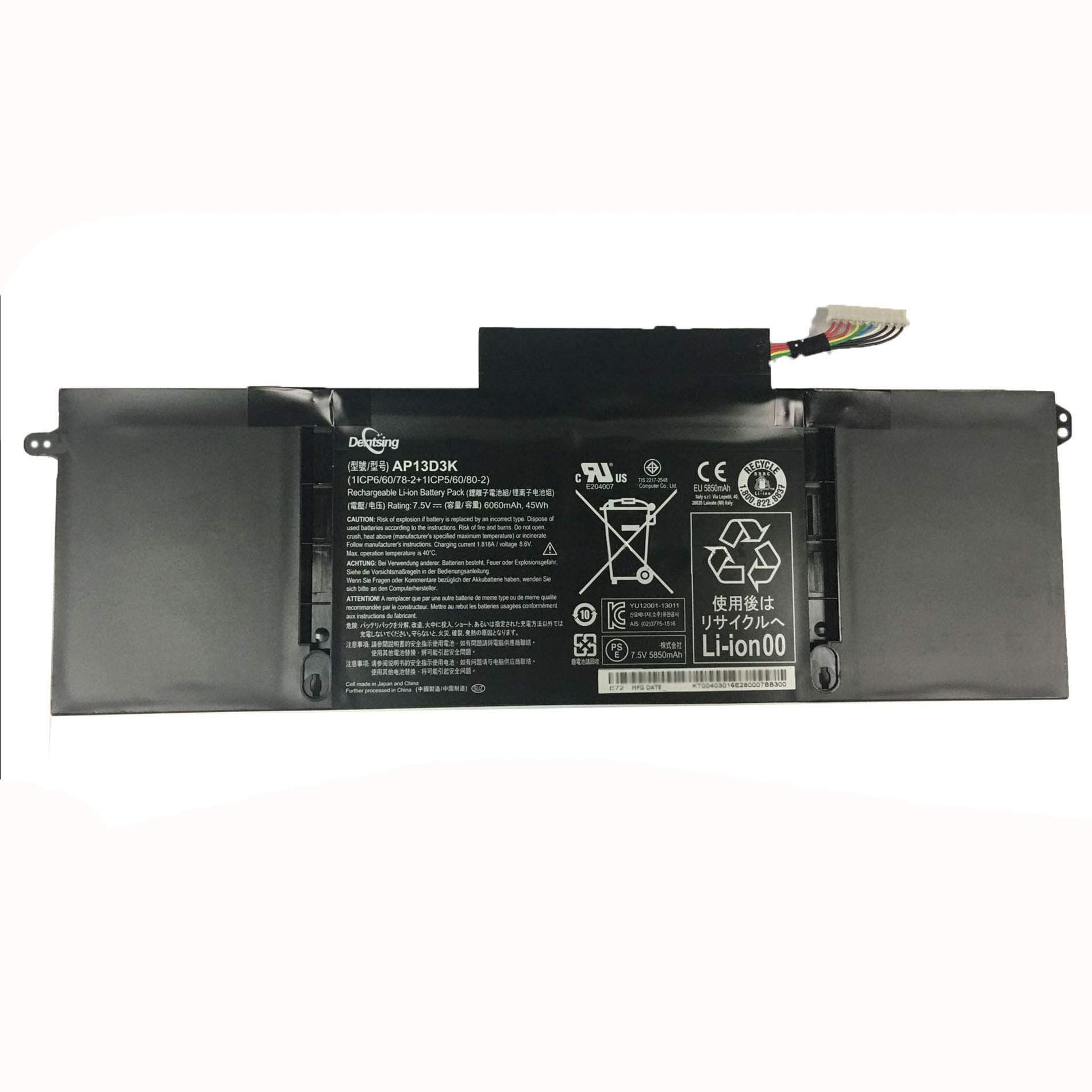 Dentsing AP13D3K 7.5V 45Wh/6060mAh Laptop Battery Compatible with Acer Aspire S3-392G 392 Series Notebook 1ICP6/60/78-2 11CP5/60/80-2