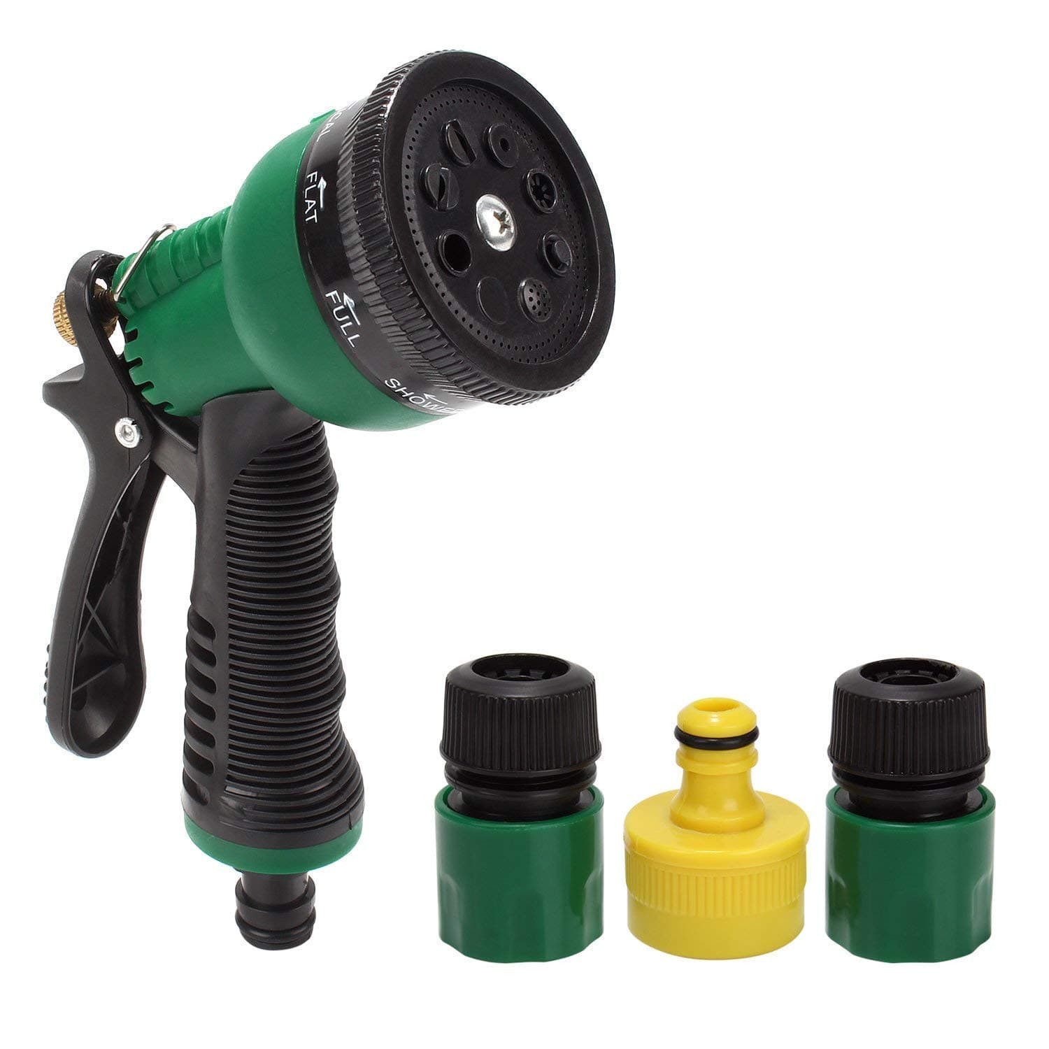 TAGPR Garden Hose Nozzle Spray Nozzle 8 Adjustable Watering Patterns Jet Mist Shower Flat Full Center Cone Angel Water Sprayer Settings Rear Trigger Design Suitable for Watering (Hose Nozzel)