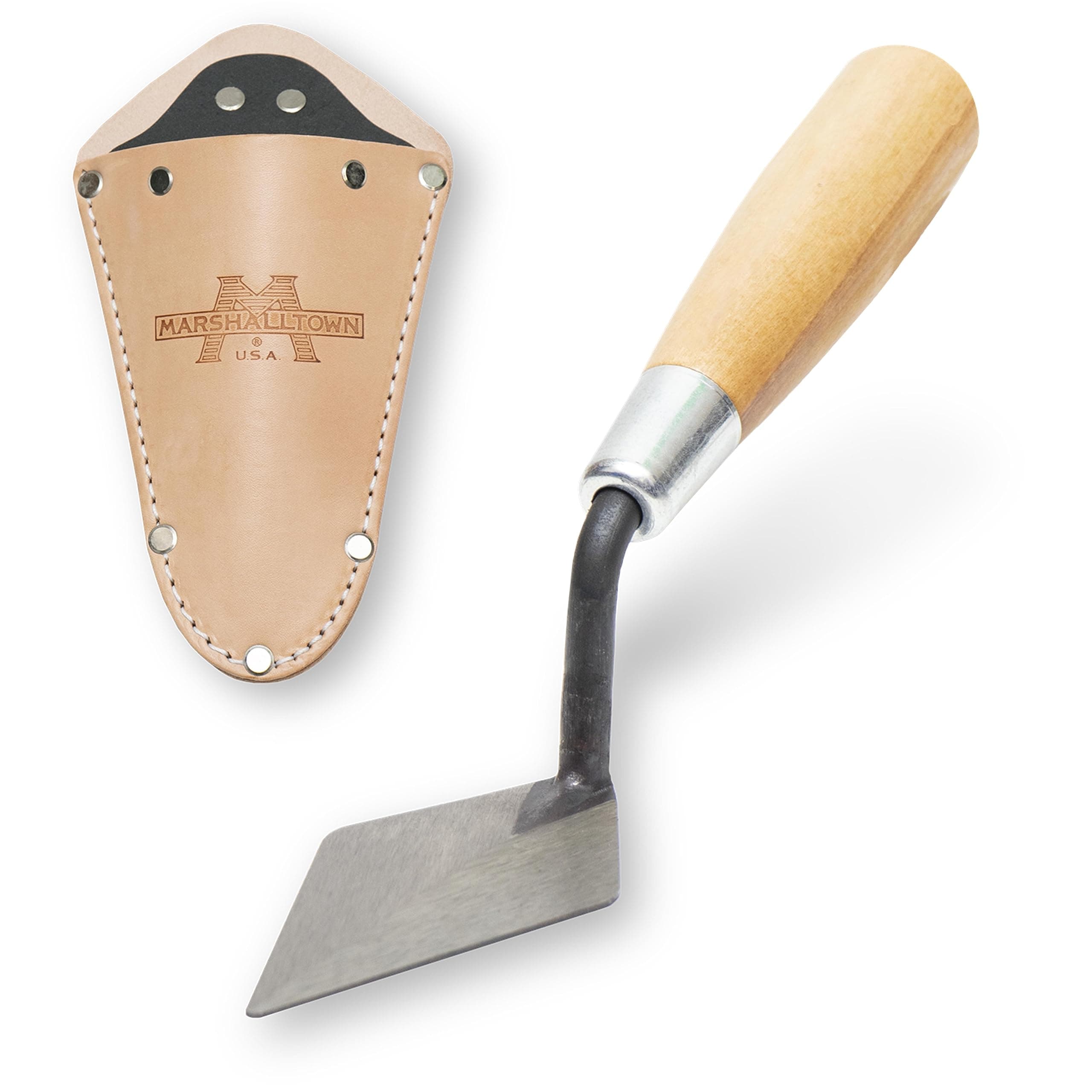 MARSHALLTOWN Archaeology Pointing Trowel, 4 x 2 Inch, Wood Handle, Leather Holster, London Style, Made in the USA, ATH114S