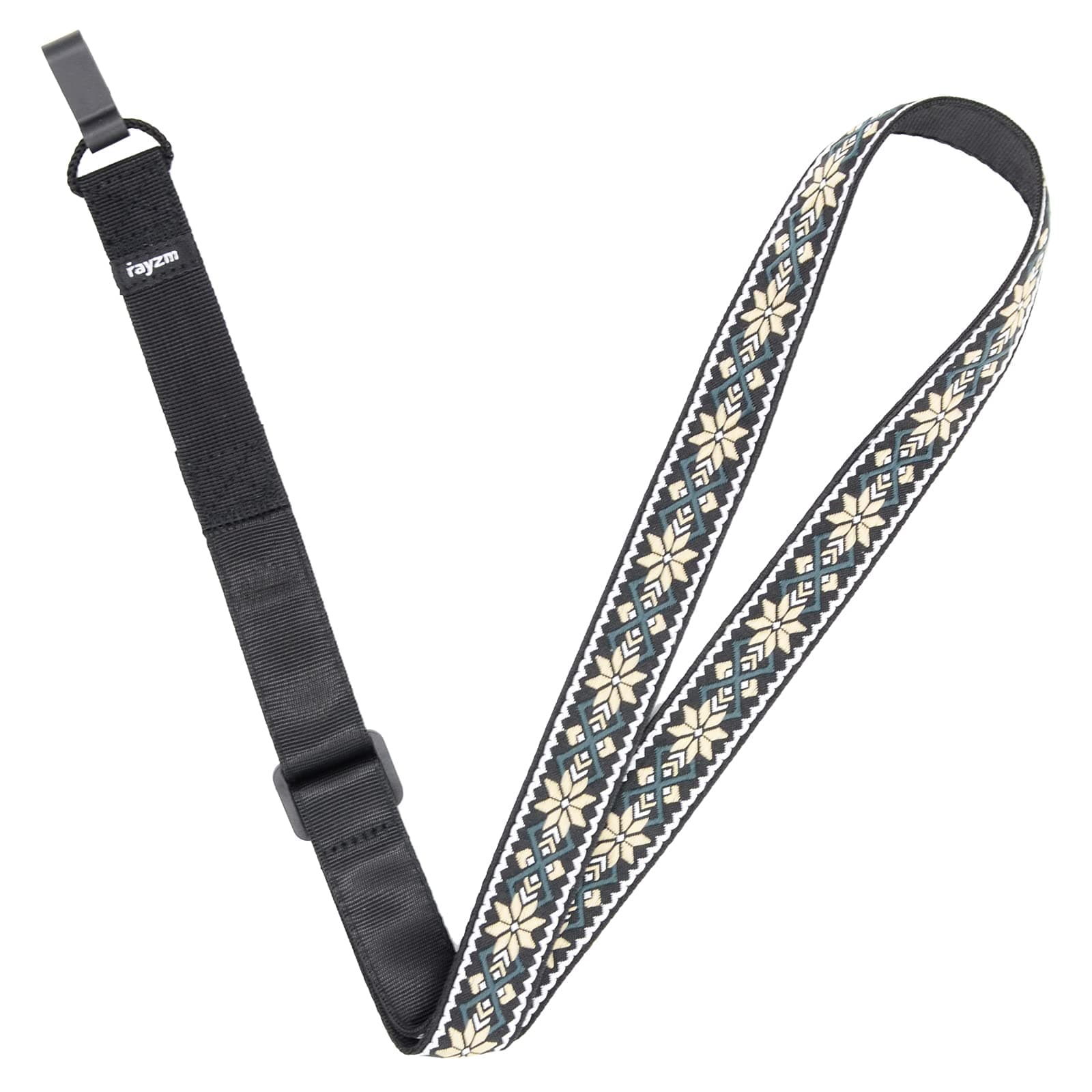 Rayzm Clip-on Ukulele Strap, Jacquard Weave Adjustable Cotton Button-Free Cross-Chest Neck Sling for Ukulele