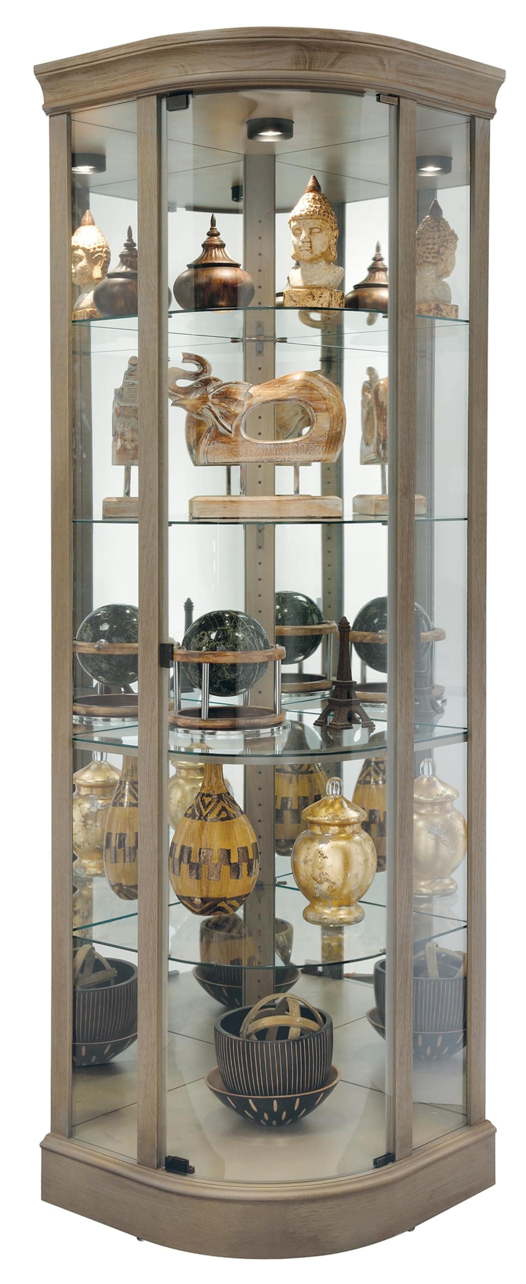 Marlowe Corner Curio Cabinet II - Durable Display Levelers, Metal Shelf Clips with Grey Finish Cabinets for Collectibles, Trophies, Home Decor, Living Room Or Dining Area