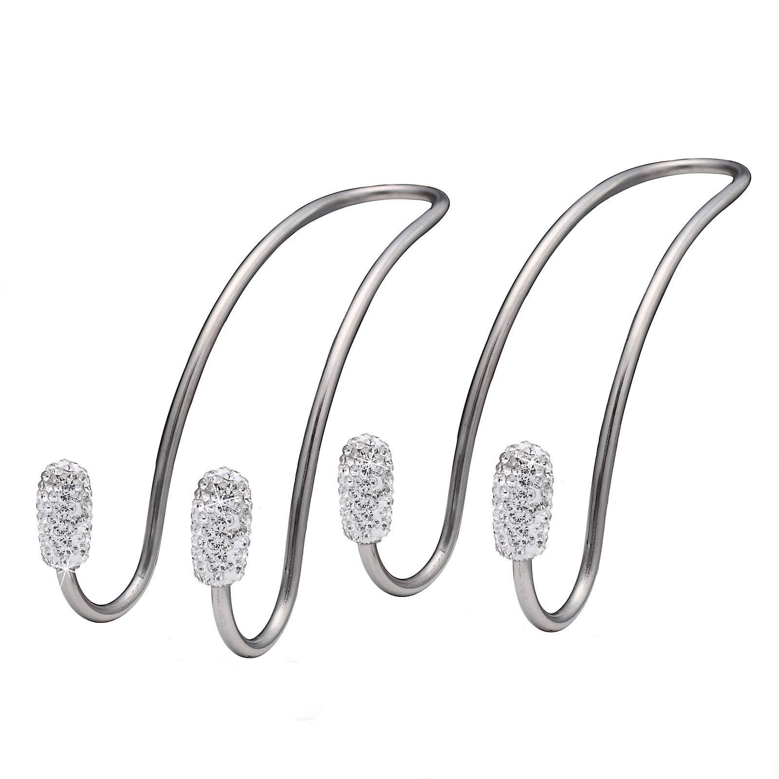 JOJOY LUX2 Pack Seat Back Organizers,Bling Diamond Universal Organizer Hooks Car Headrest Hangers Hooks, Bag Organizers Rack and Hanger, Heavy-duty Auto Backseat Storage Hooks (Silver)