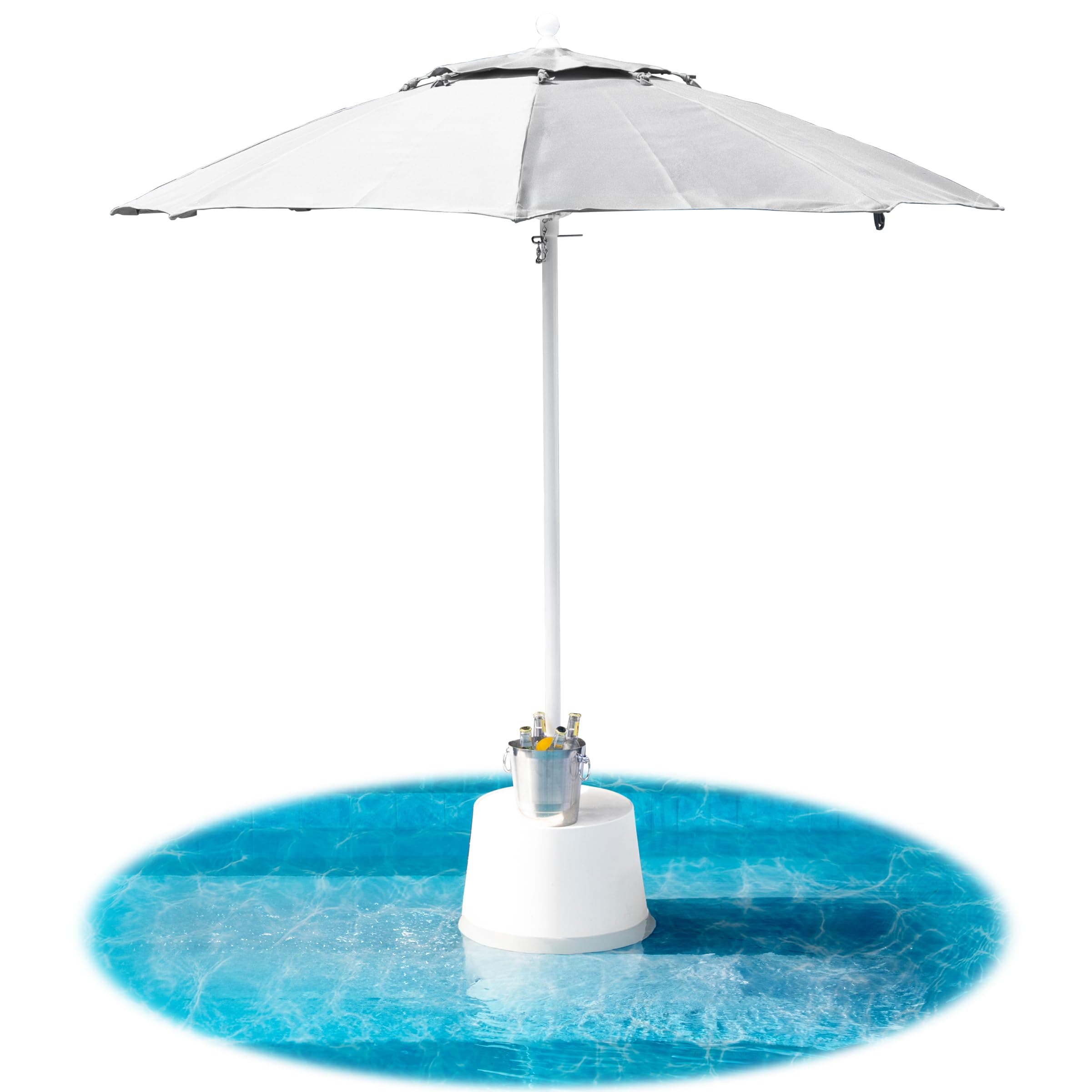 Floating Luxuries Kai Luxury Outdoor Umbrella, Safe to Use In Pool or On Patio, 7.5' Octagon Shape, Fade/Stain Resistant Marine Grade Fabric, Resort Quality, Rust Free 1.5" Diameter Fiberglass Pole