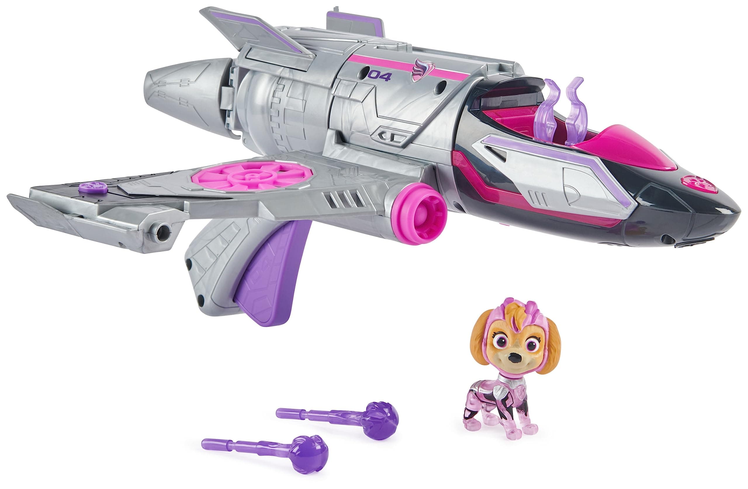 Paw Patrol: The Mighty Movie, Transforming Rescue Jet with Skye Mighty Pups Action Figure, Lights and Sounds, Kids’ Toys for Boys and Girls 3+