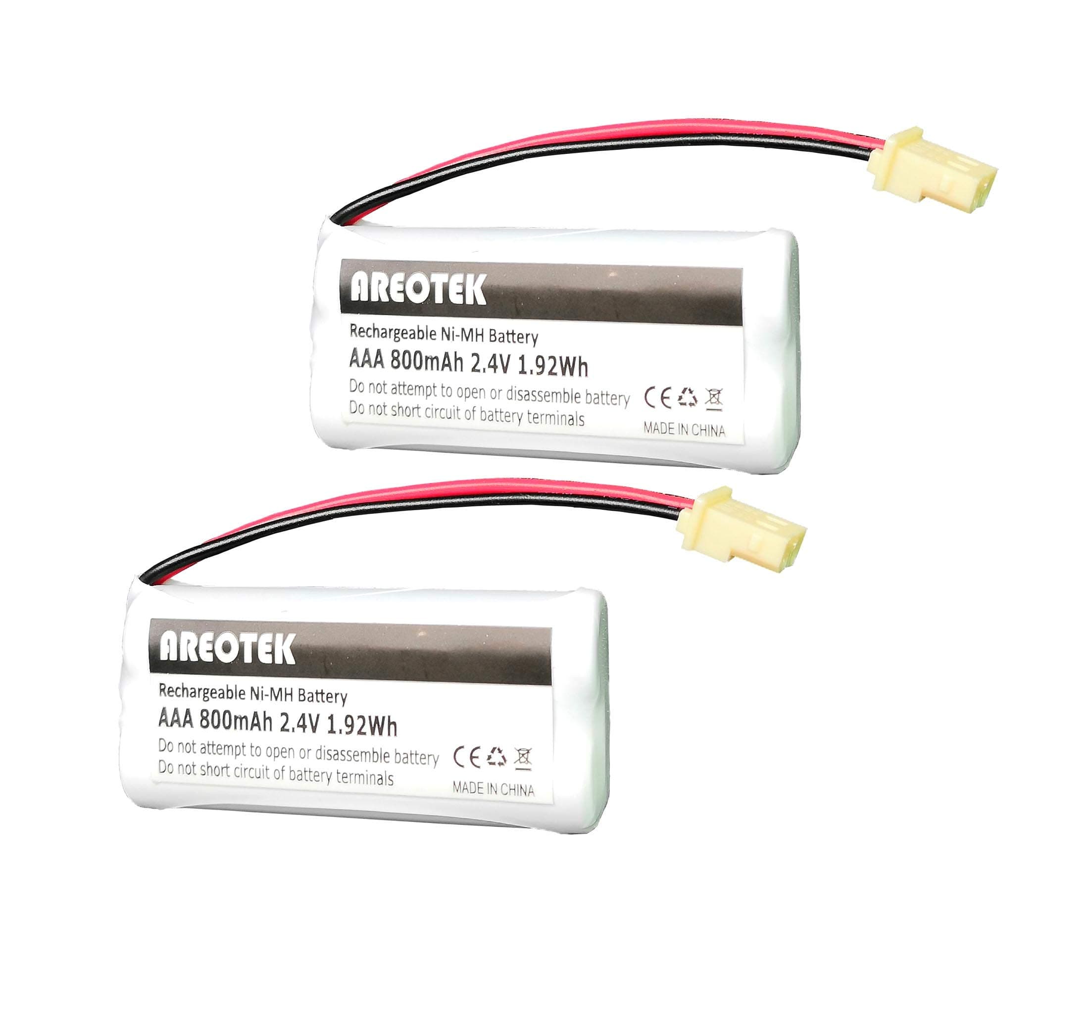 Areotek 2-Pack 2.4V 800mAh Replacement Battery for BT183342 BT283342 BT166342 BT266342 BT162342 BT262342, CS6114 CS6419 CS6719 AT&T EL52300 CL80112 CS6719-2 Cordless Phone and Handset