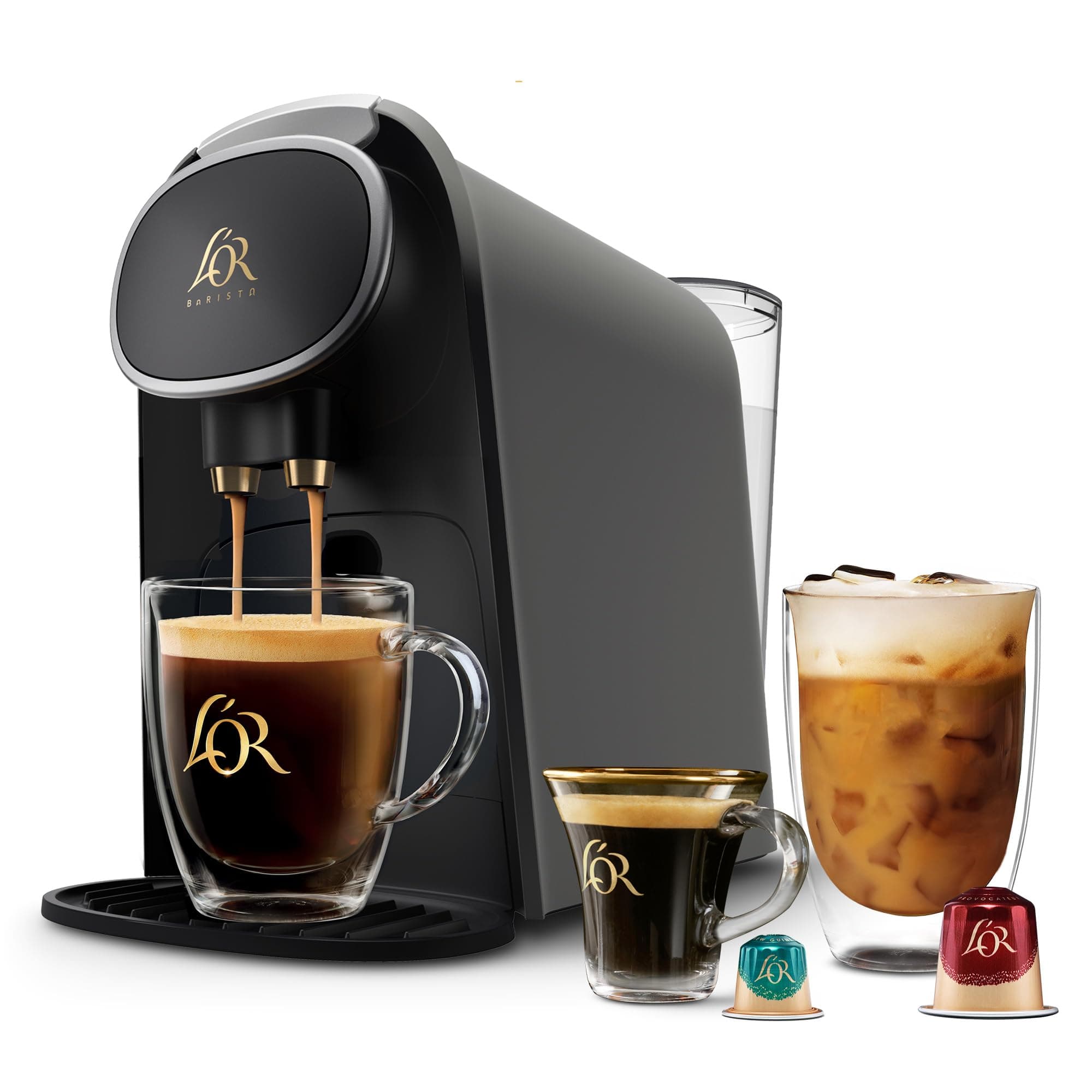 L'OR BARISTA Coffee & Espresso System - Cashmere Grey with Brushed Silver Accents
