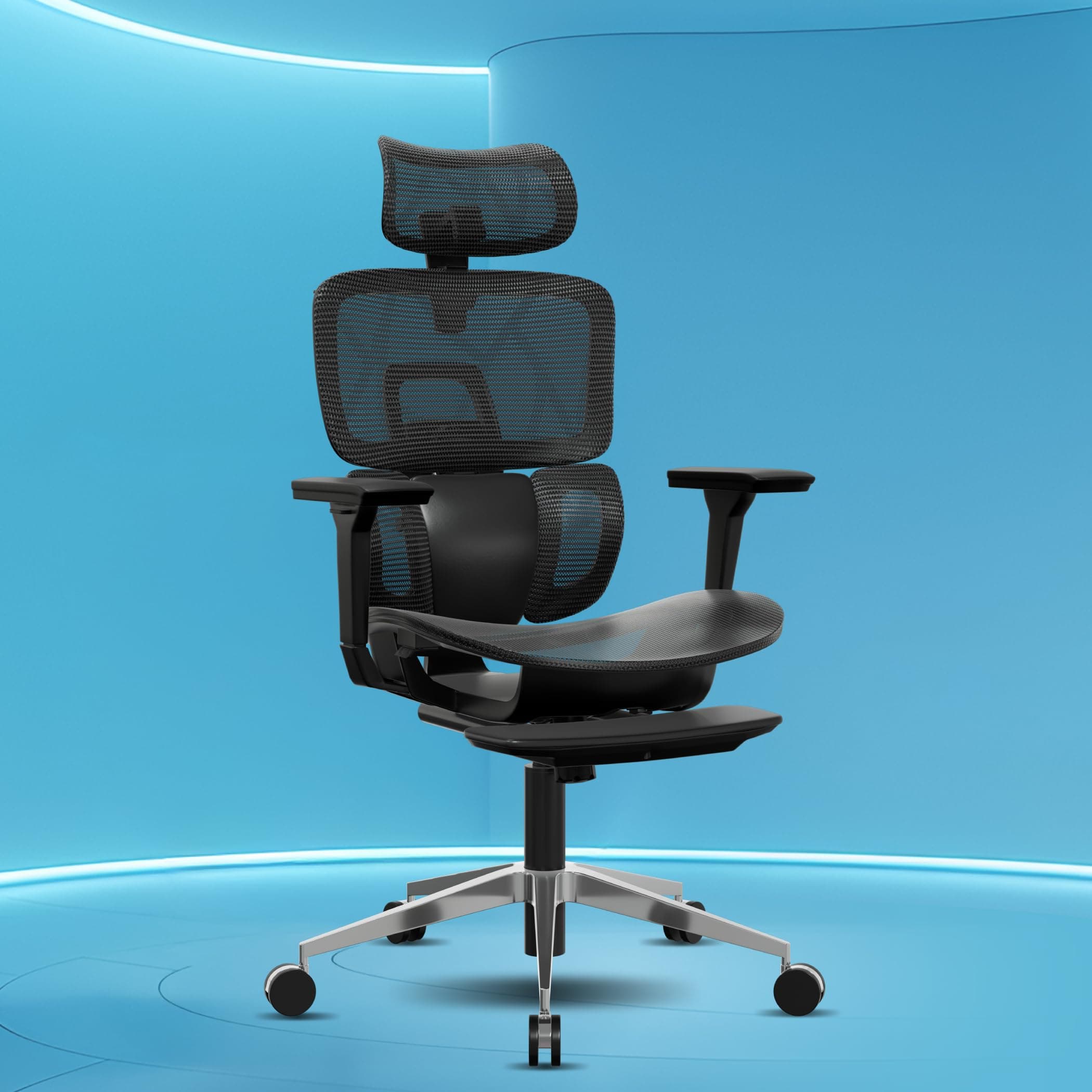 Ultron Premium Ergonomic Office Chair | Ultra Spine Protection | Extendable Footrest | Smart Flexi Backrest | 3D Adjustable armrests and headrest | Free Installation | Black