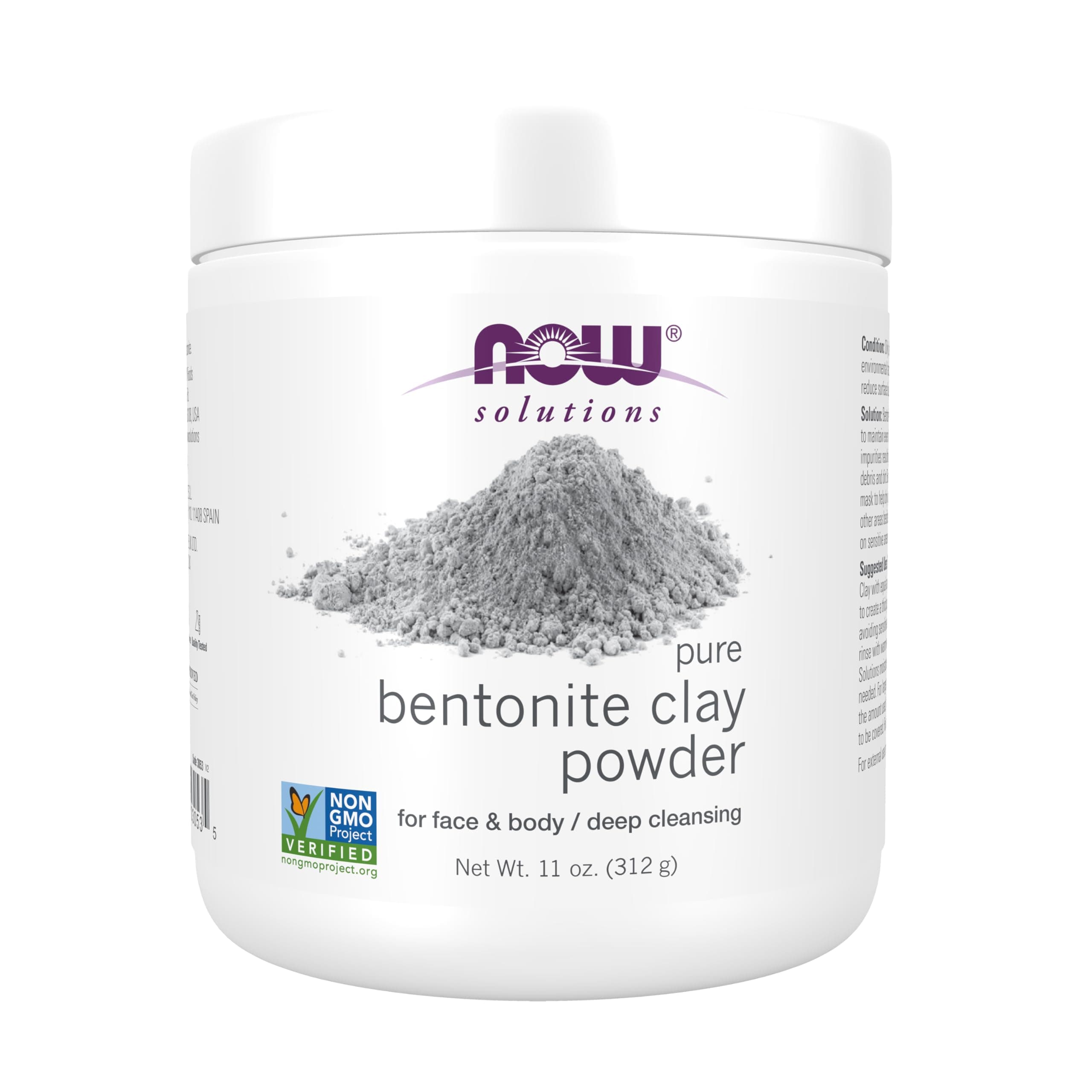 NOW Solutions, Bentonite Clay Powder, Pure Powder for Face and Body, Great for Oily Problem Skin, 11-Ounce