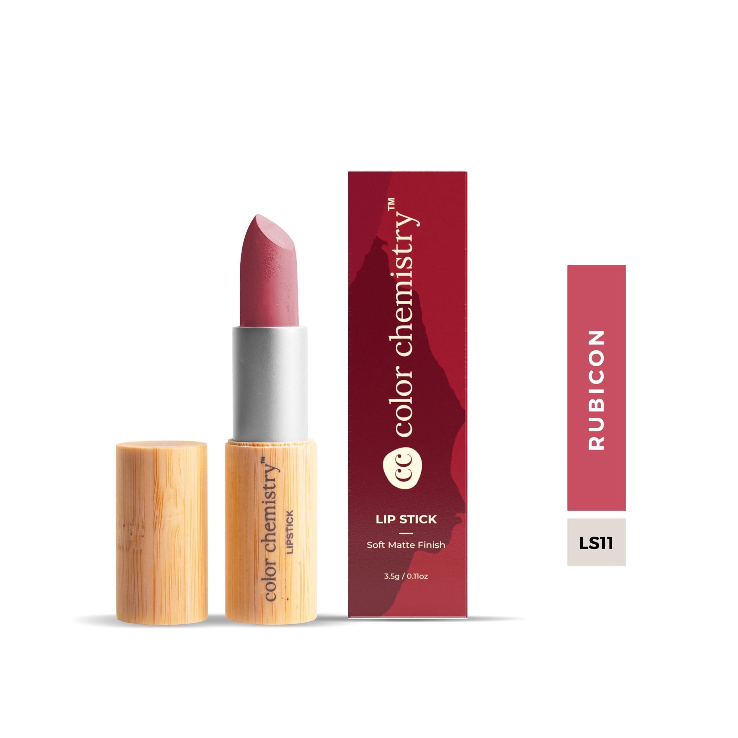 Color Chemistry lipstick,3.5gm (Rubicon LS11) | Highly Pigmented, Weightless Lip Colour with Botanical Extracts & Nourishing Oils for a Soft, Smooth Finish | Soft-matte lipstick formula