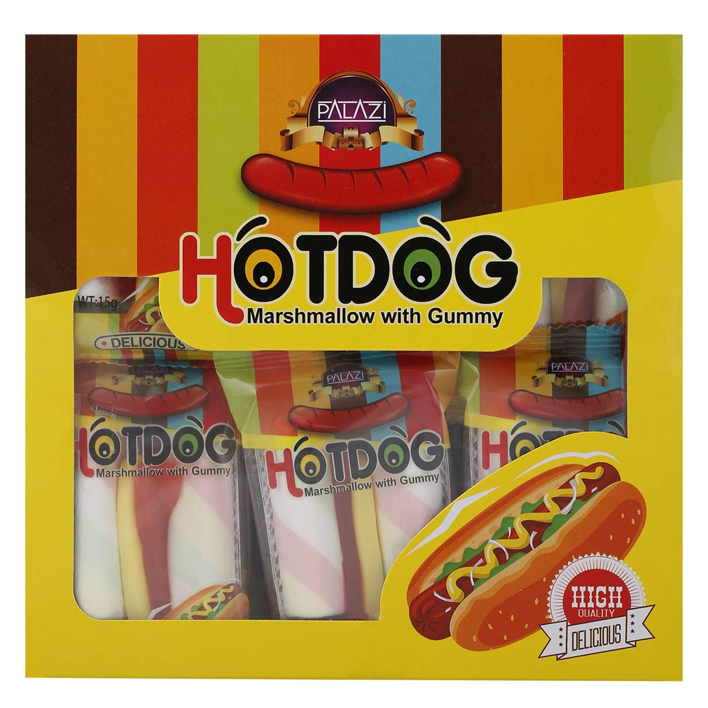 Lechao Hotdog Marshmallow Gummy Candy, 15 gm (Pack Of 24), large