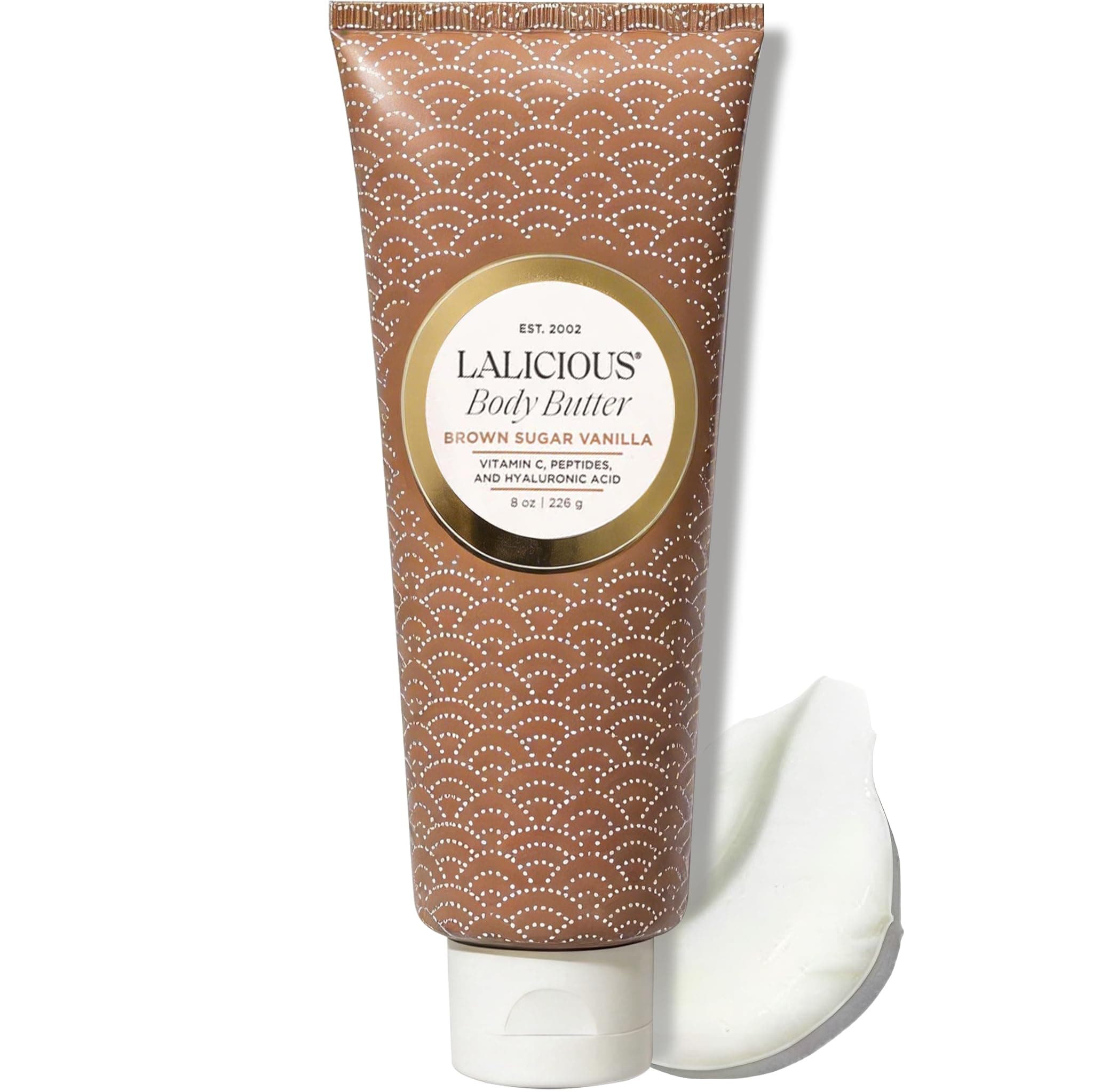 LaLicious Brown Sugar Vanilla Body Butter - Hydrating Body Moisturizer with Shea Butter, Cucumber Extract & Apricot Oil, No Parabens (8 Ounces)