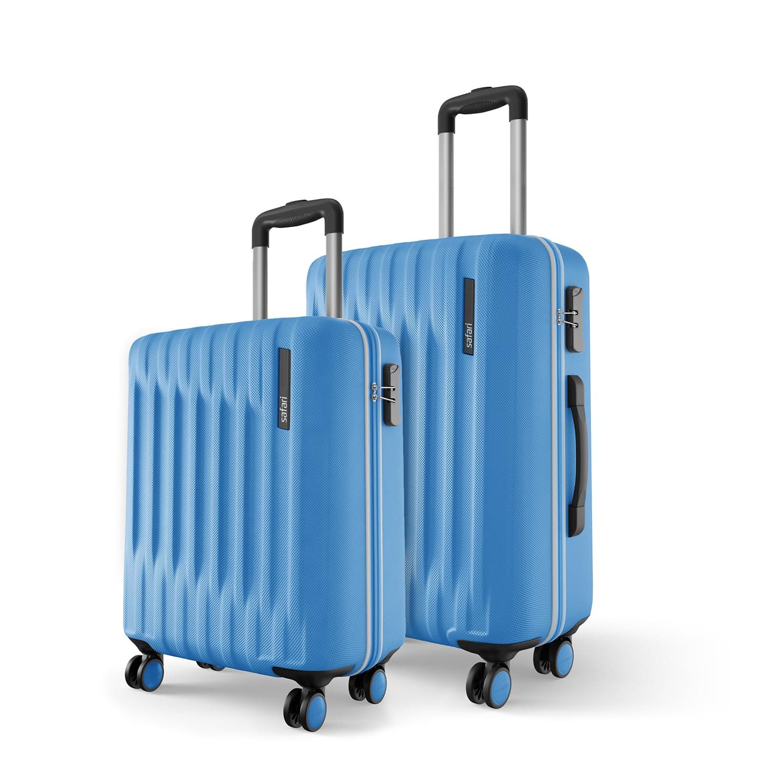 Safari Ray Neo 8 Wheels Set of 2 ( Cabin + Medium) Trolley Bags, Hard Case Polycarbonate 360 Degree Wheeling Luggage for Men & Women, Travel Bag Suitcase for Travel, Trolley Bags for Travel Marina Blue