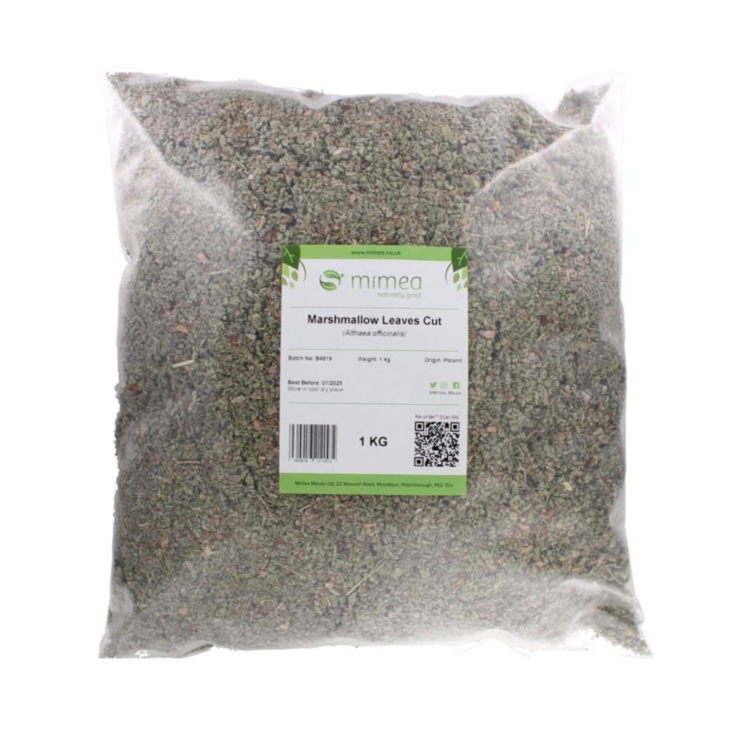 Mimea Marshmallow Leaves Cut | 1kg | Quality Ingredients | 100% Natural Dried Herbal Leaves for Tea | Wellness, and DIY Infusions | No Artificial Additives