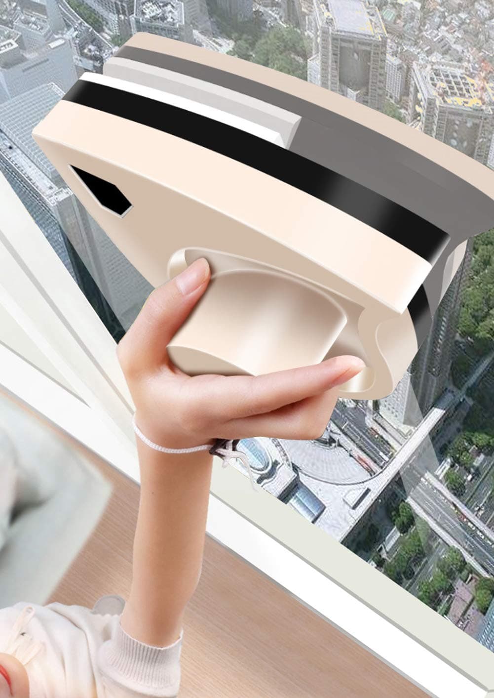 Double-Sided Magnetic Glass Wiper Cleaner Five-Gear Adjustable Magnetic Force for Double Glazed Windows Thickness 0.3"-1.2" (7.5-30mm) Magnetic Window Cleaner Wiper Glass Washing