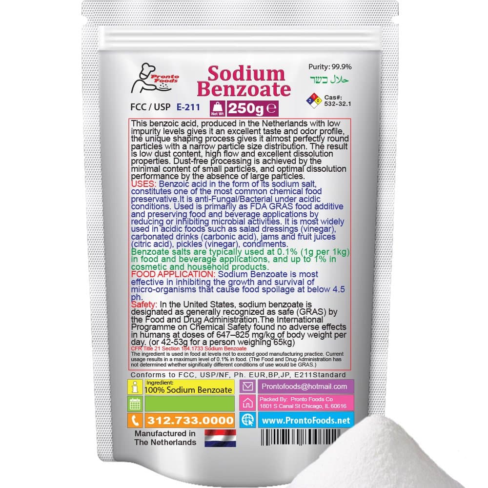 Sodium Benzoate, Preservative, Made In the Netherlands, 250g
