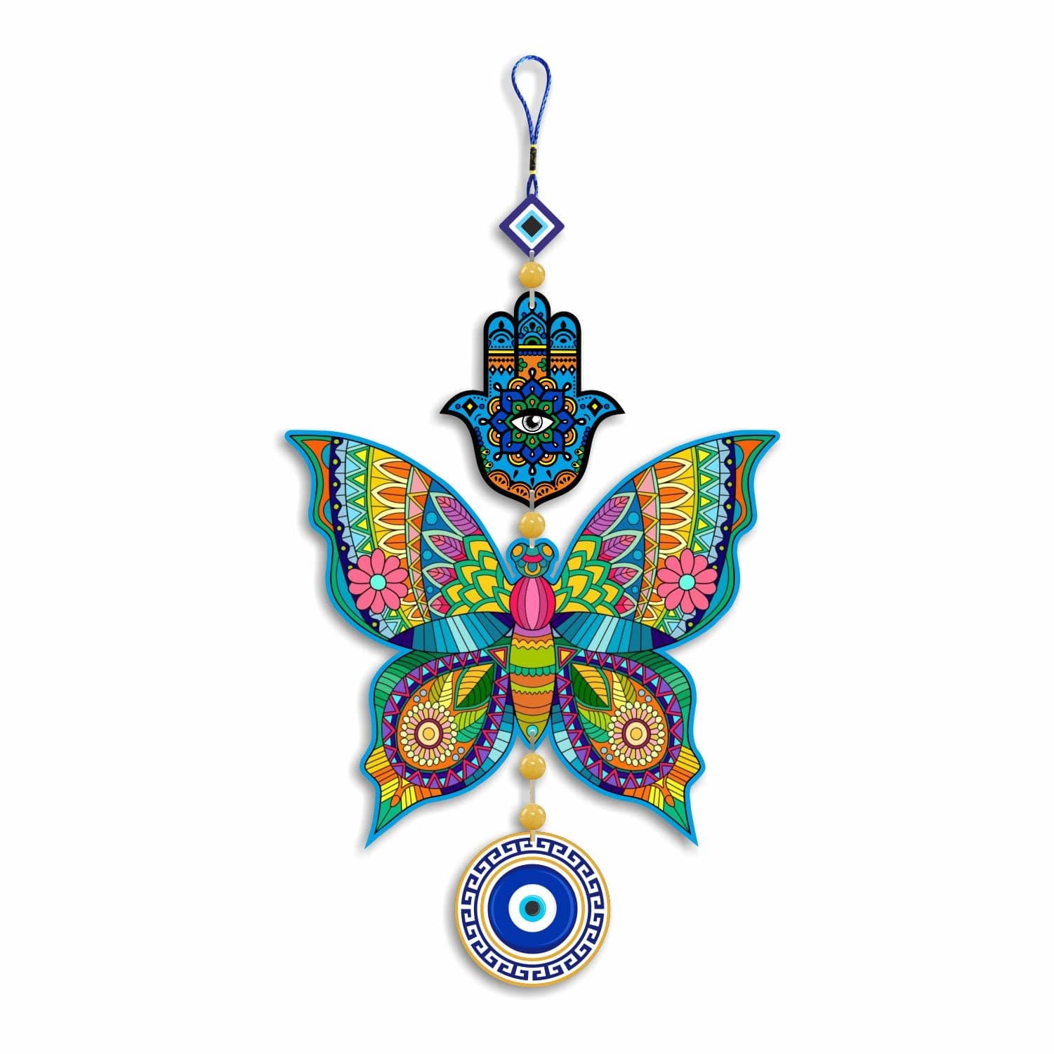 Nupur Studios “Butterfly Evil Eye” Hanging for House/Positive Vibes/Hamsa Hand/House Door Entrance/Offices/Decoration/Good Luck Charm/Prosperity/Peace Charm