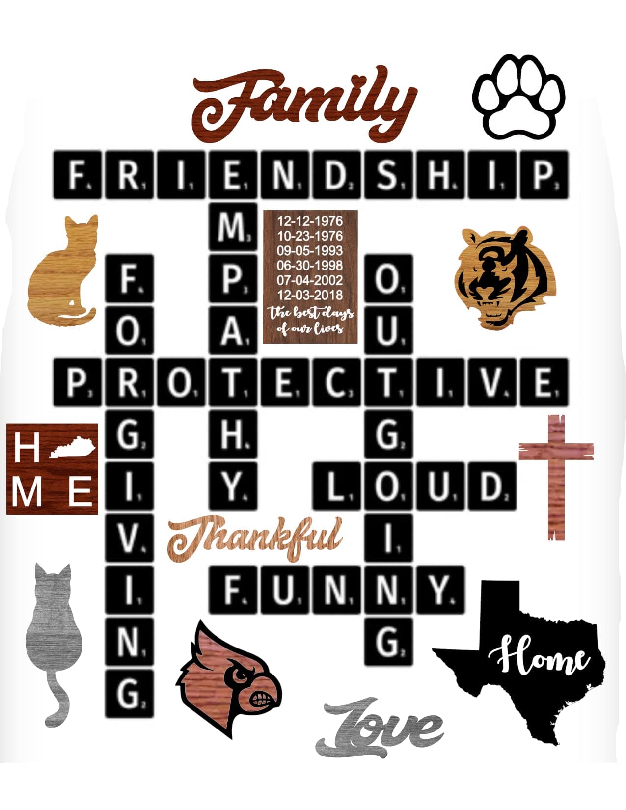 Large Scrabble 5 x 5 Tiles, Huge Wooden Ready to Hang 5x5 Tiles, Wall Decor, Farmhouse Style, Scrabble Pieces, Personalized Sign, Wooden Letters