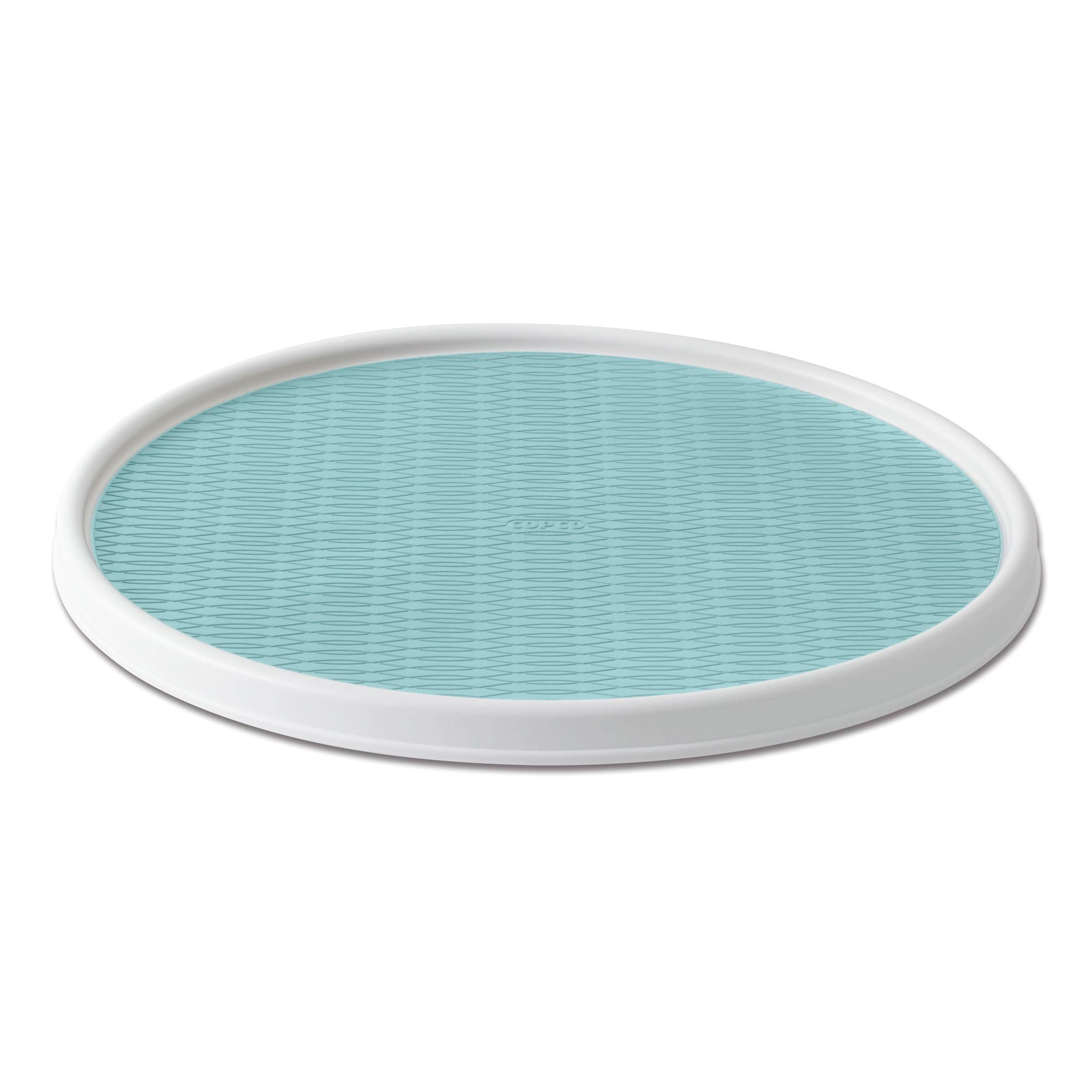Copco Non-Skid Pantry Cabinet Lazy Susan Turntable, 18-Inch, White/Aqua