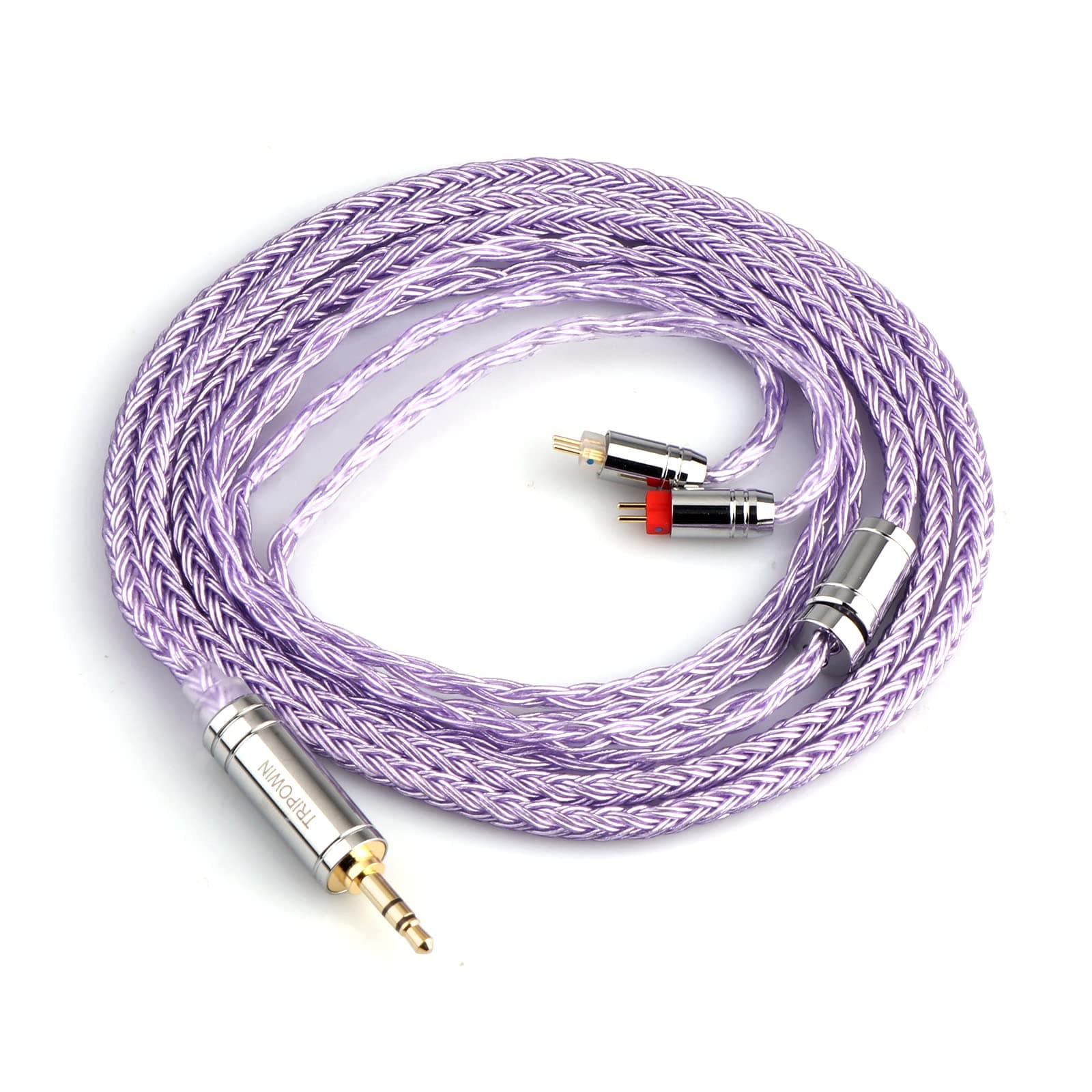 Tripowin Zonie IEM Cable, 16 Core Silver Plated Earphone Upgraded Cords, 1.25m SPC in Ear Monitor Cable for 7hz Zero:2 Orchestra Lite Cadenza Hype4 Supermix4(2pin 0.78mm, 3.5mm)(Lavender)