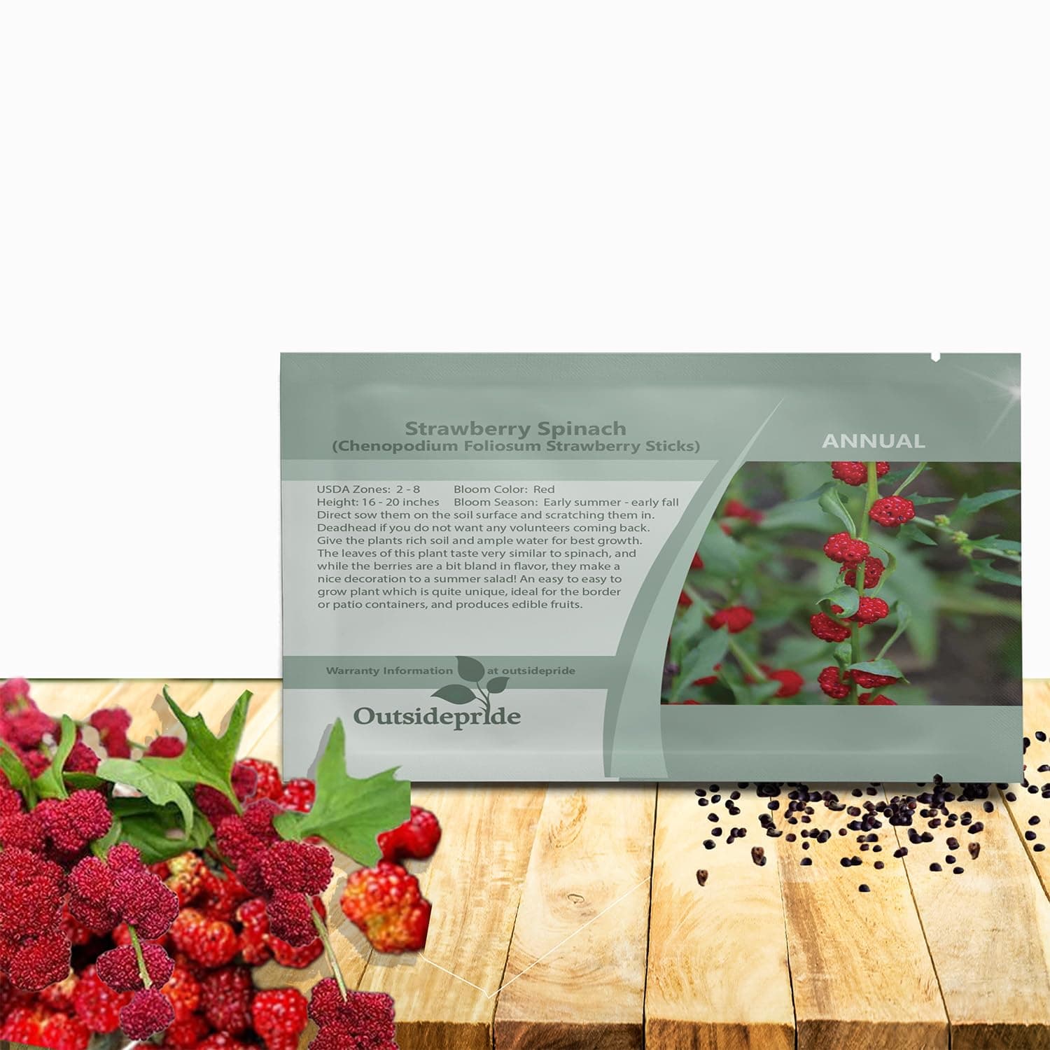 Outsidepride Strawberry Spinach Seeds - 5000 Pcs. Annual, Easy to Grow & Low Maintenance, Fruit Seeds for Planting Edible Foliage & Strawberry-Like Fruits for Pollinator Gardens & Erosion Control