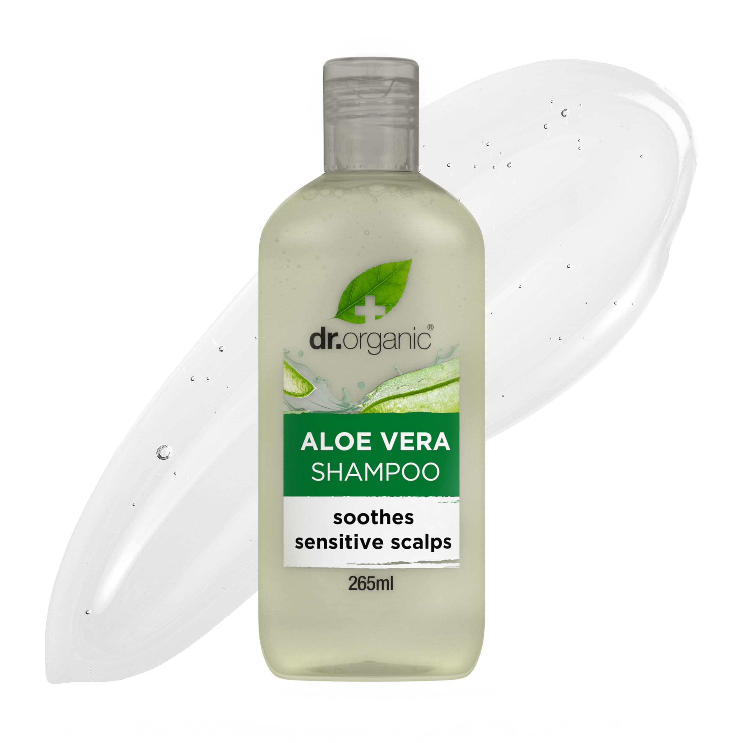 Dr Organic Aloe Vera Shampoo, Soothing, All Hair Types, Natural, Vegan, Cruelty-Free, Paraben & SLS-Free, Recyclable & Recycled Ocean Bound Plastic, Certified Organic, 265ml, Packaging may vary