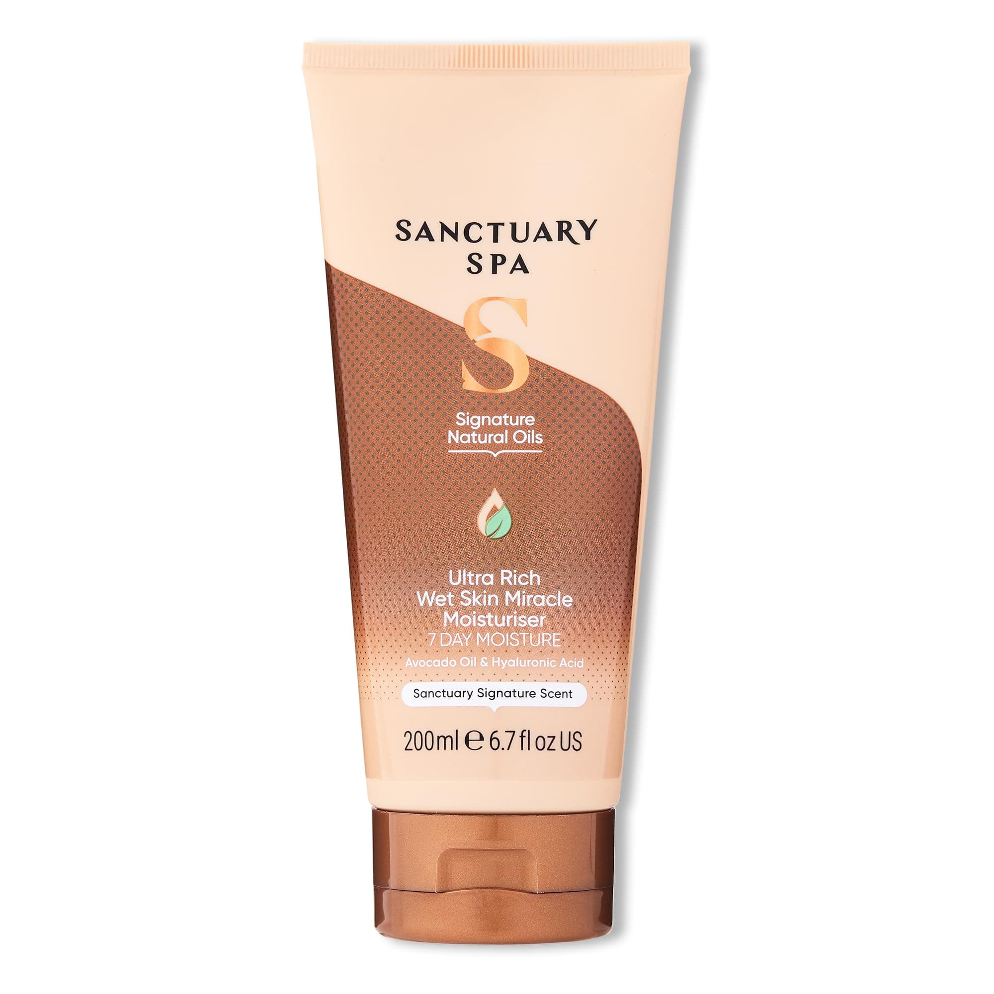 Sanctuary Spa Ultra Rich Wet Skin Miracle Moisturiser, No Mineral Oil, Cruelty Free and Vegan In Shower Moisturiser, 200ml, Orange