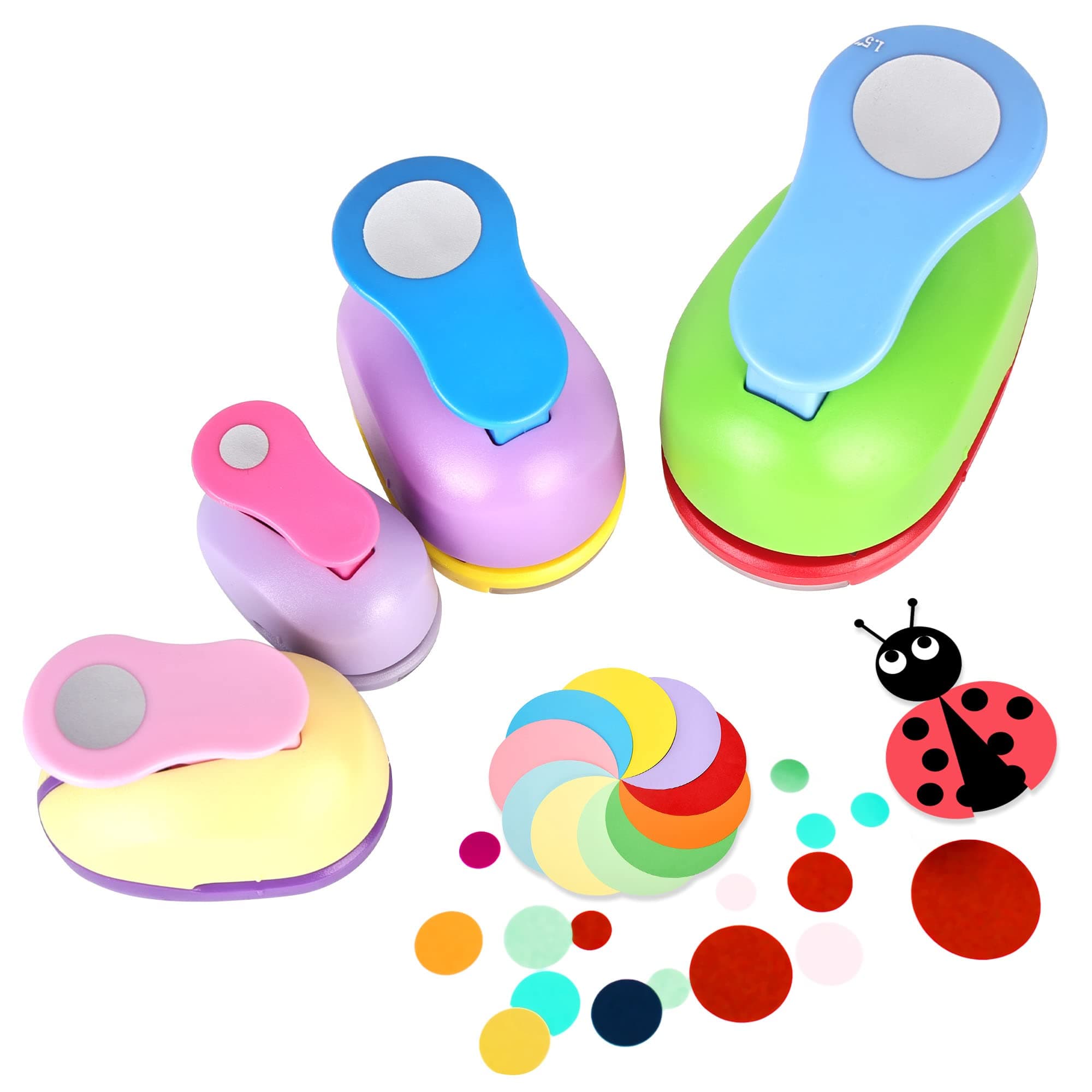 Circle Punch Hole: 4 Pieces Paper Puncher, Cutter for Crafts, Scrapbook Pages, Memory Books, Card Making, Journals, Gift Tags (8, 15, 25, 38 mm)