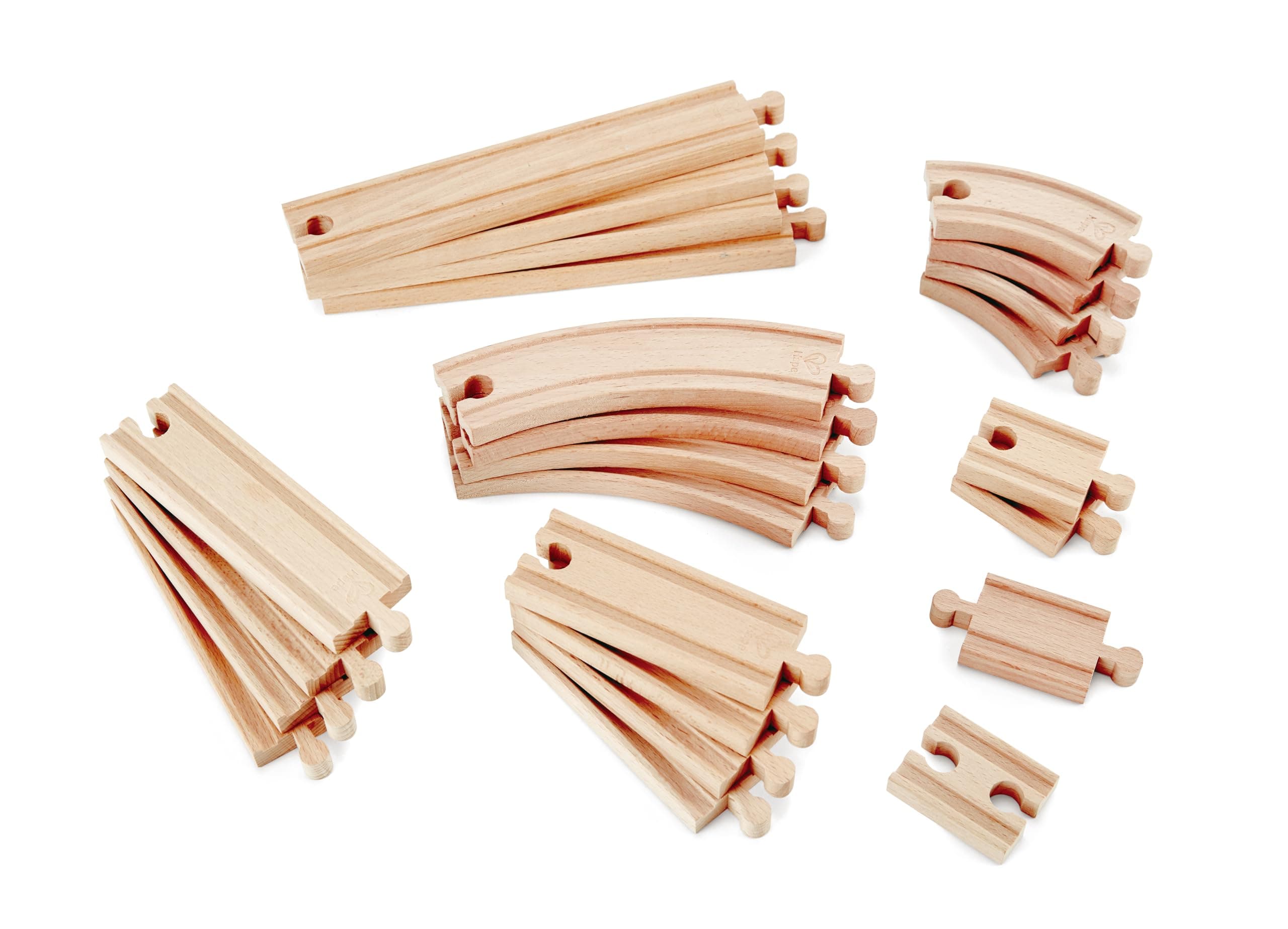 24 Pcs Wooden Railway Super Expansion Rail Pack| Compatible with Other Wooden Tracks