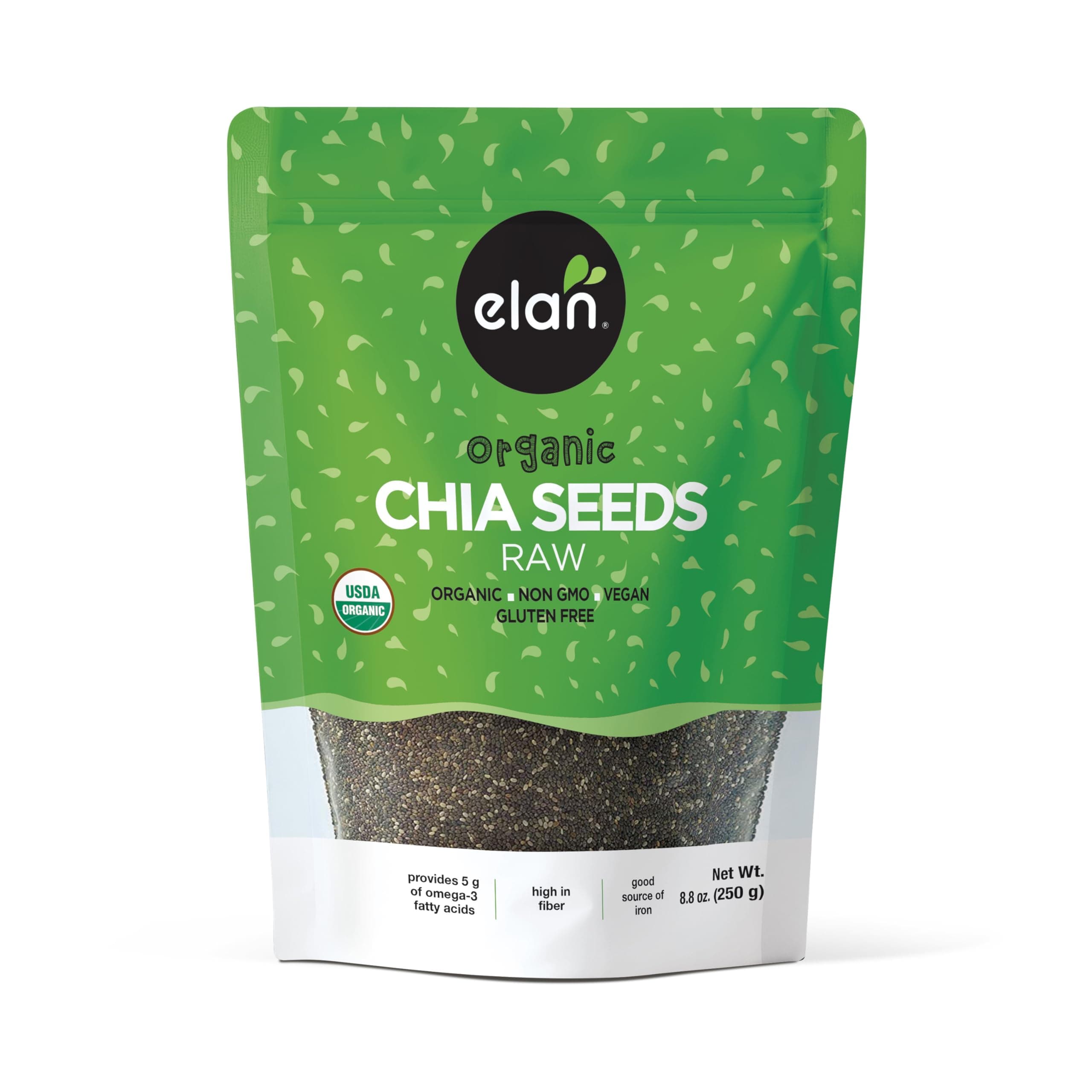 Organic Chia Seeds, 8.8 oz, Natural Raw Black Chia Seeds, Plant-Based, Non-GMO, Vegan, Gluten-Free, Kosher, Gels Easily, Superfood