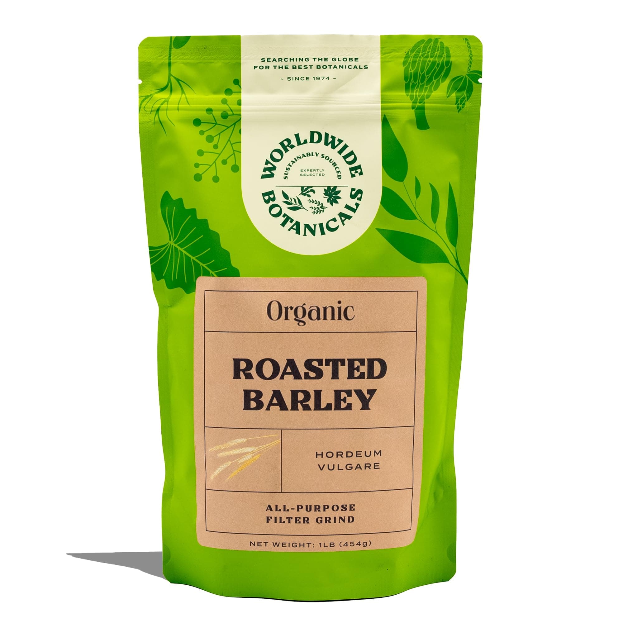 Worldwide Botanicals Organic Barley, Dark Roast – 1 Lb –Italy’S Orzo, Their Favorite Caffeine-Free Coffee Alternative Brew Like Acid Free, Gluten Kosher, Ground, 16 Ounces