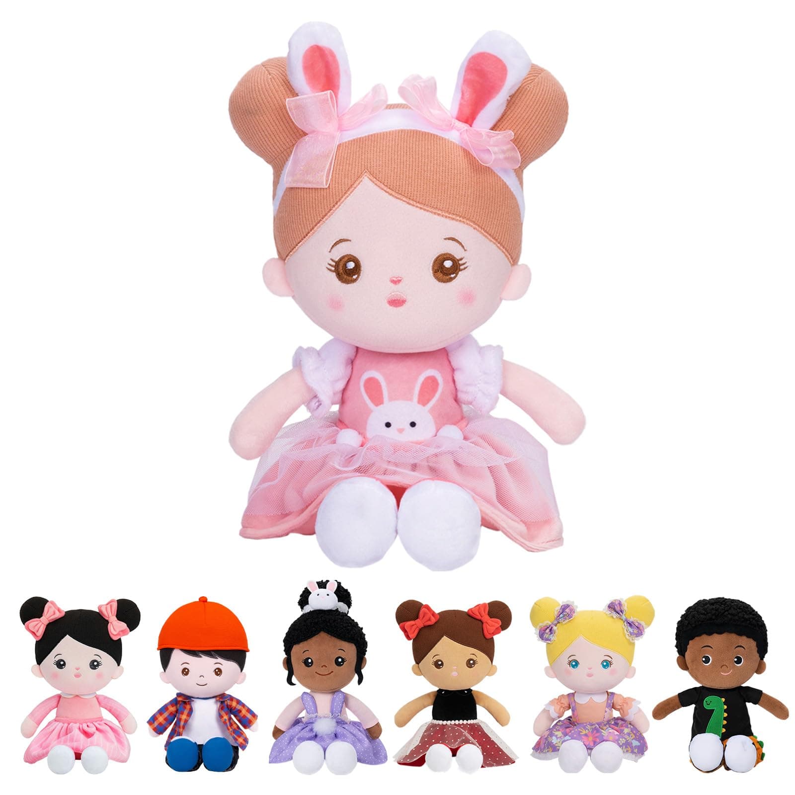 Starpony OUOZZZ Baby Dolls For Girls,Rag Doll,First Doll Gift,Rag Dolls For Girls Age 1 2 3 4,Soft, Comfortable And Safe Toys,15'' Rabbit Doll