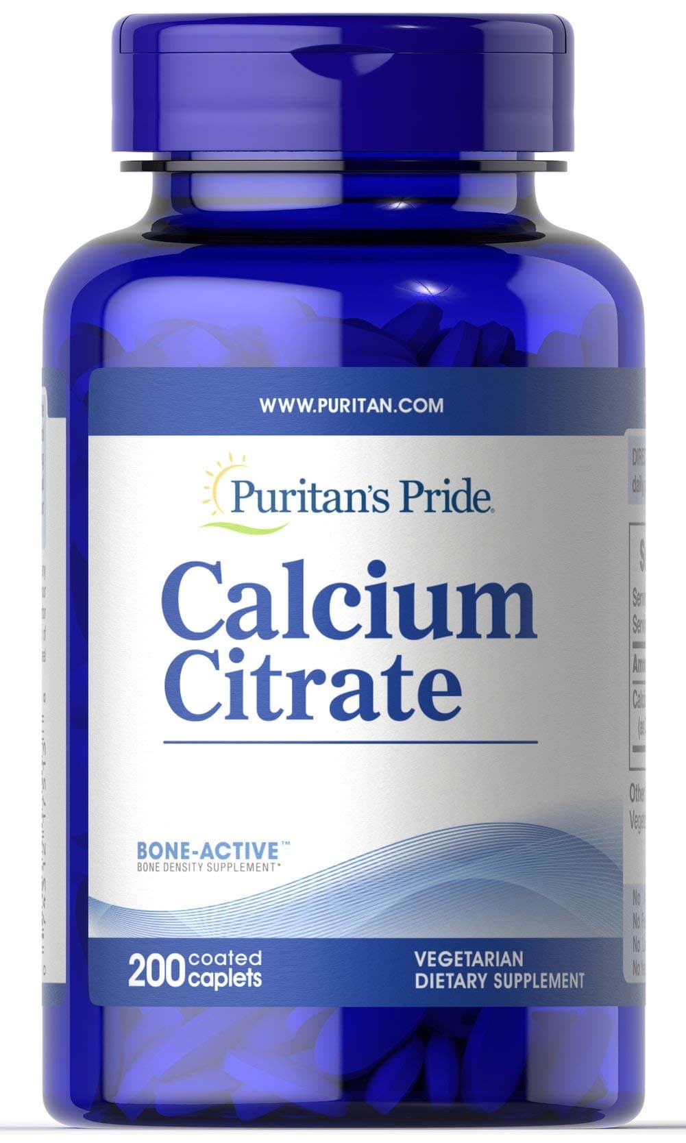 Calcium Citrate 200 Mg per Capsule, White, 200 Count