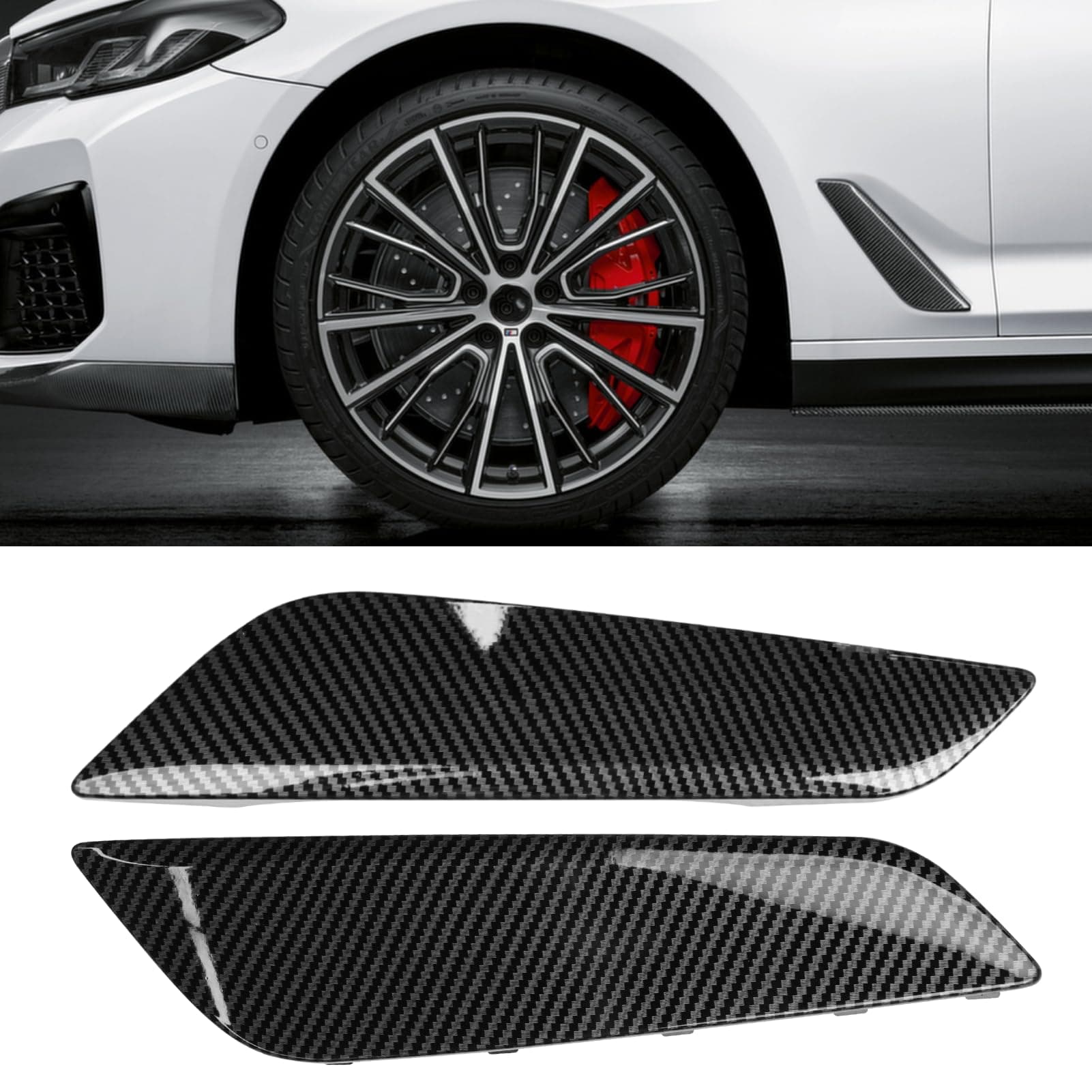 Jaronx Compatible with BMW Fender Vent Replacement for 5 Series G30/G31 2017-2023, Carbon Fiber Pattern Side Fender Vent Trim Cover for BMW G31/G30 51137349593 51137349594