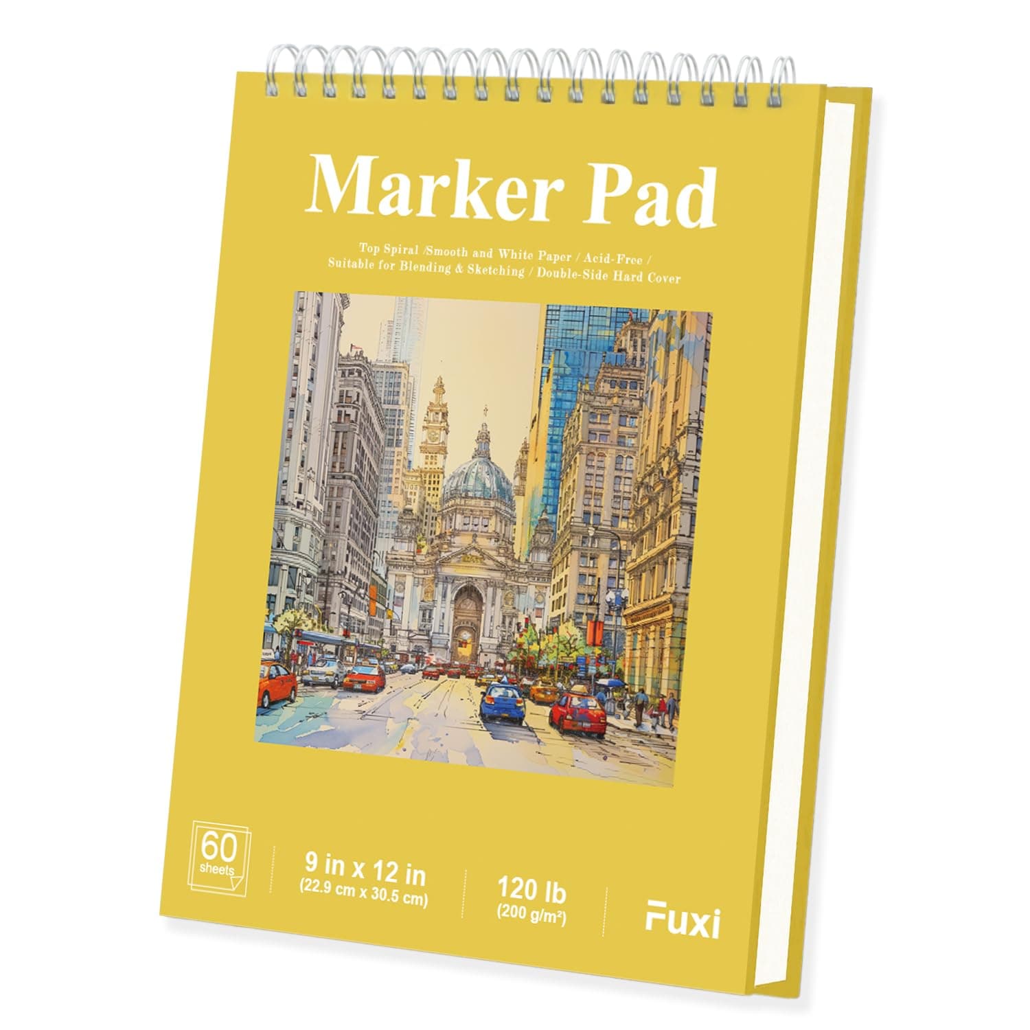 Marker Paper Sketchbook, 9"X12" Alcohol Marker Paper, 60 Sheets (200gsm/120lb) Marker Sketchbook Bleedproof, Professional Art Supplies for Adults & Teens.