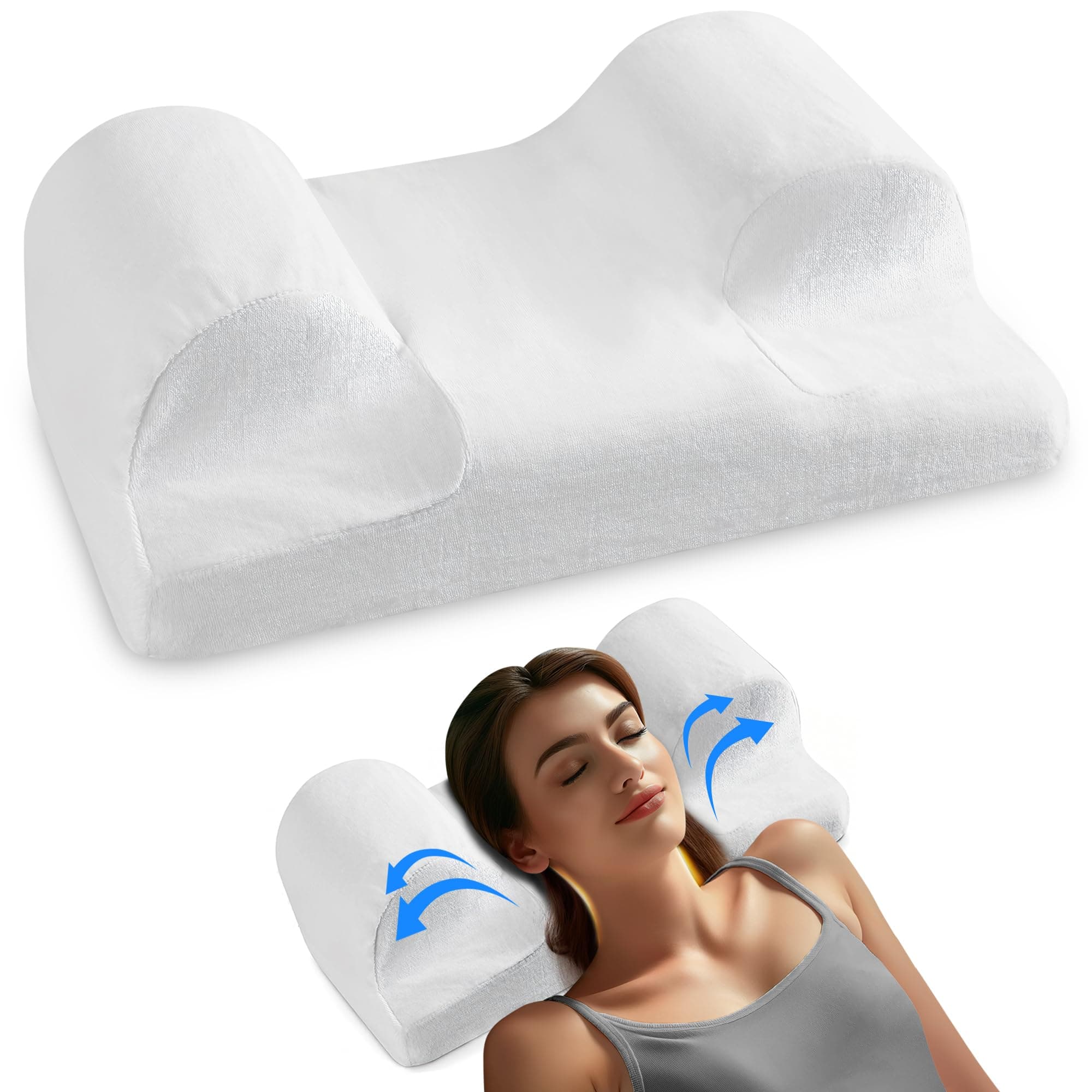 YourFacePillow, Back Sleeper Beauty Pillow, Cervical Neck Pillow, Patented Contour Memory Foam Pillow, Ergonomic Neck, Back and Shoulder Support. Back Sleeping Reduces Pressure on Skin - Standard