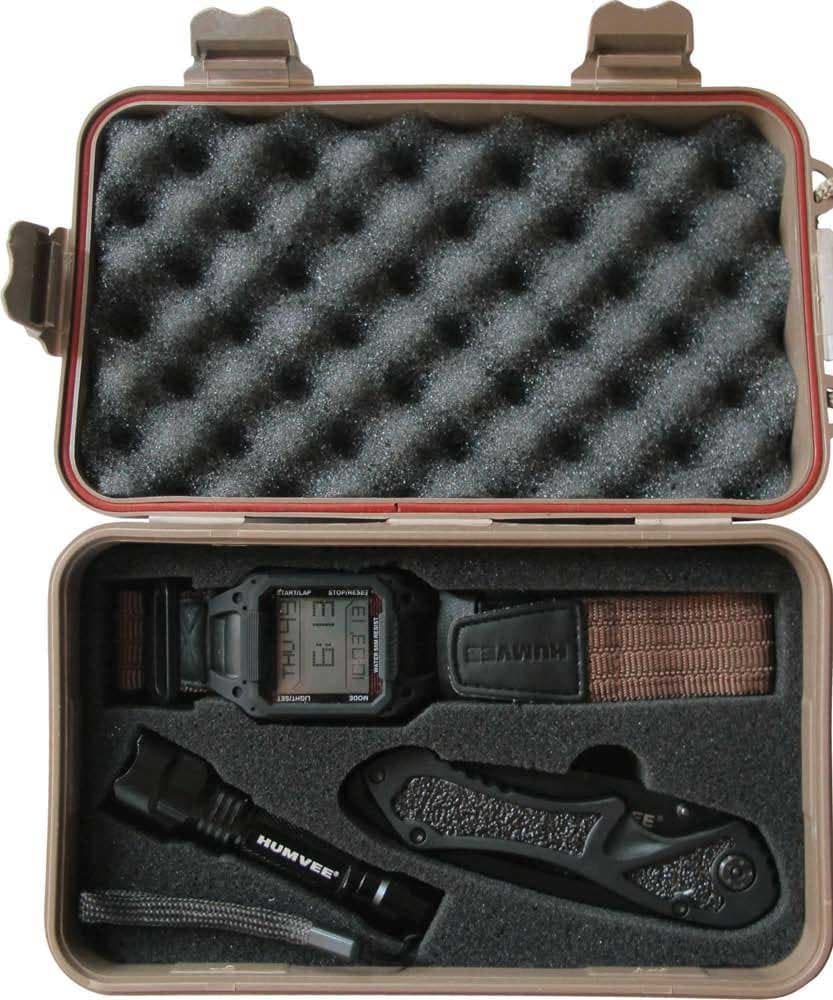 Humvee HMV-RCN-RM1 Recon Mission Kit with Digital Watch, Knife and Tactical LED Flashlight, Black and Tan)