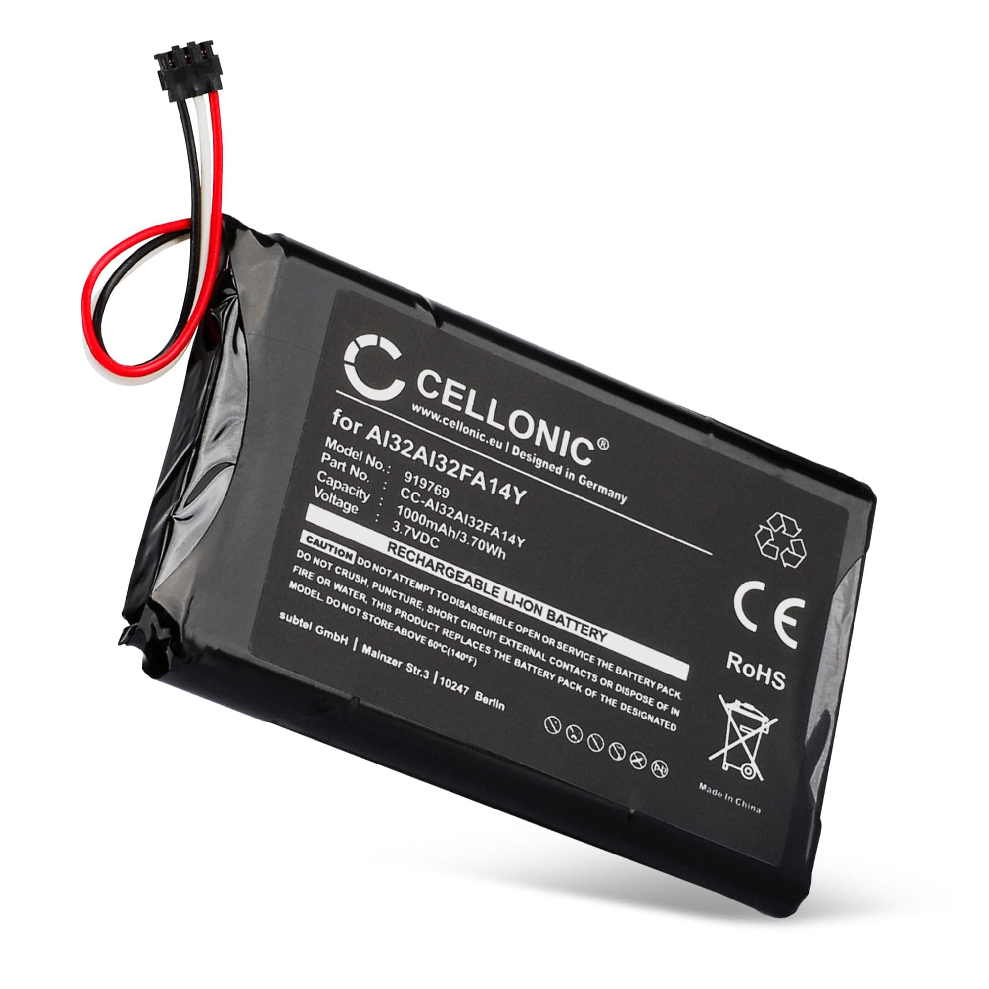 CELLONIC, battery sat nav compatible with Garmin Nuvi 2599LMTHD, nüvi 2595LMT, Nuvi 2589LMT (1000mAh, 3.7V) Replacement battery AI32AI32FA14Y