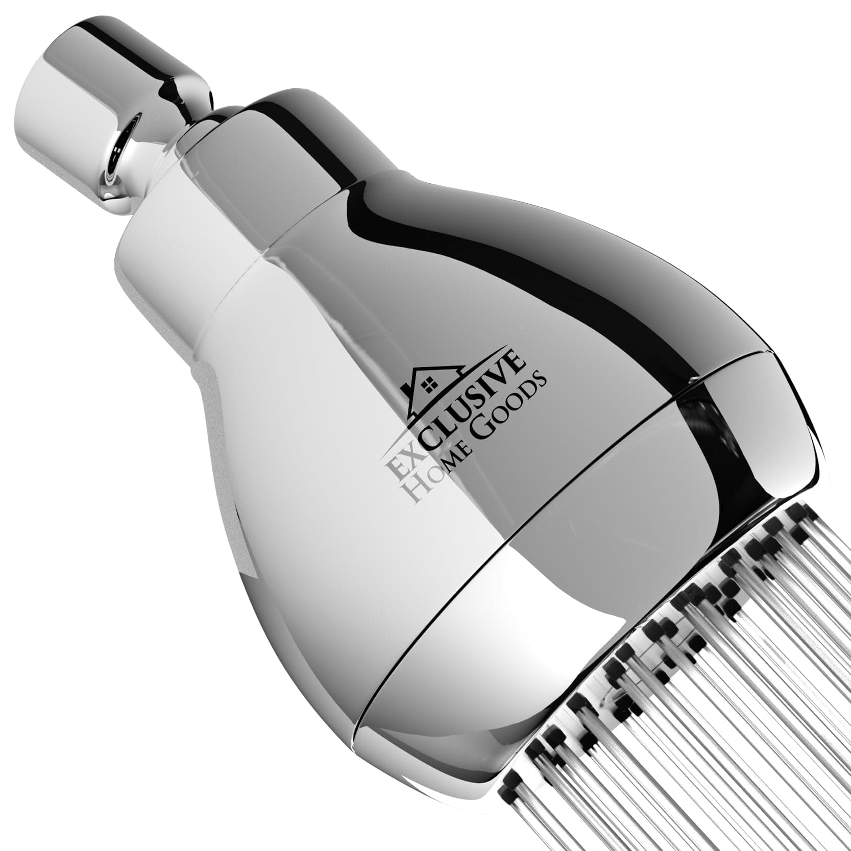 High Pressure Shower Head - Powerful Deluxe Bathroom Showerhead with Strong Spray Stream and Small Silicone Nozzles - Universal Fit Works with High and Low Water Flow Showers (Chrome)-1.8 GPM