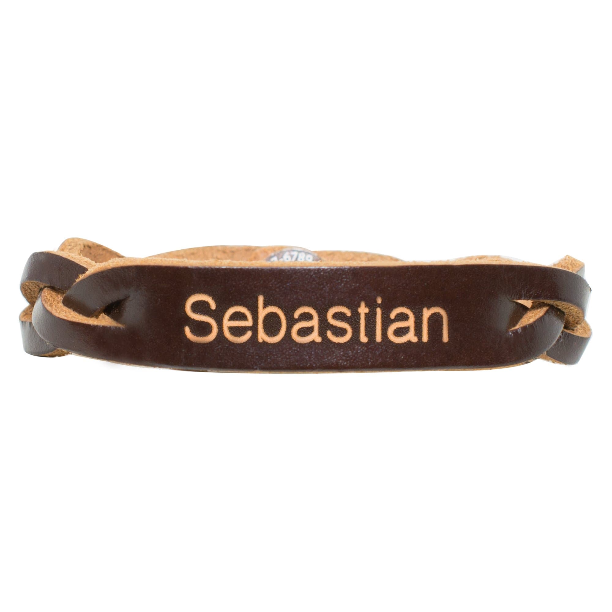 Personalized Genuine Leather Braided Bracelet - Brown - Free Engraving