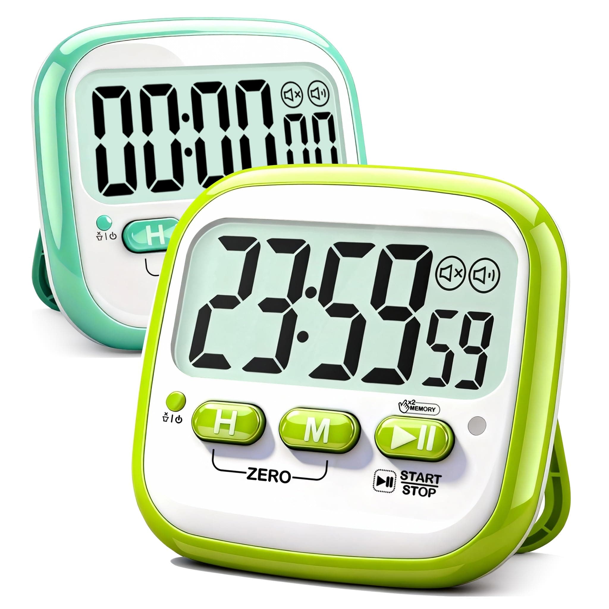 Antonki 2 Pack Classroom Timers for Kids Teachers, Magnetic Countdown Digital Kitchen Timer for Cooking, Study, Exercise, Games, Time Mangement - Loud/Silent Mode - Battery Included