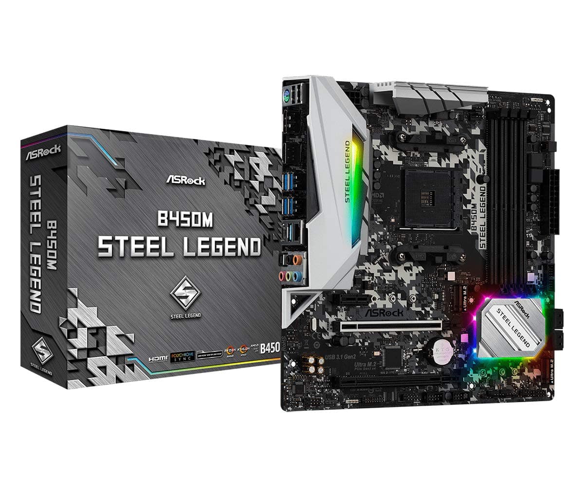 ASROCK B450M STEEL LEGEND, AM4, MATX, 4 DDR4, HDMI, DP, SPDIF