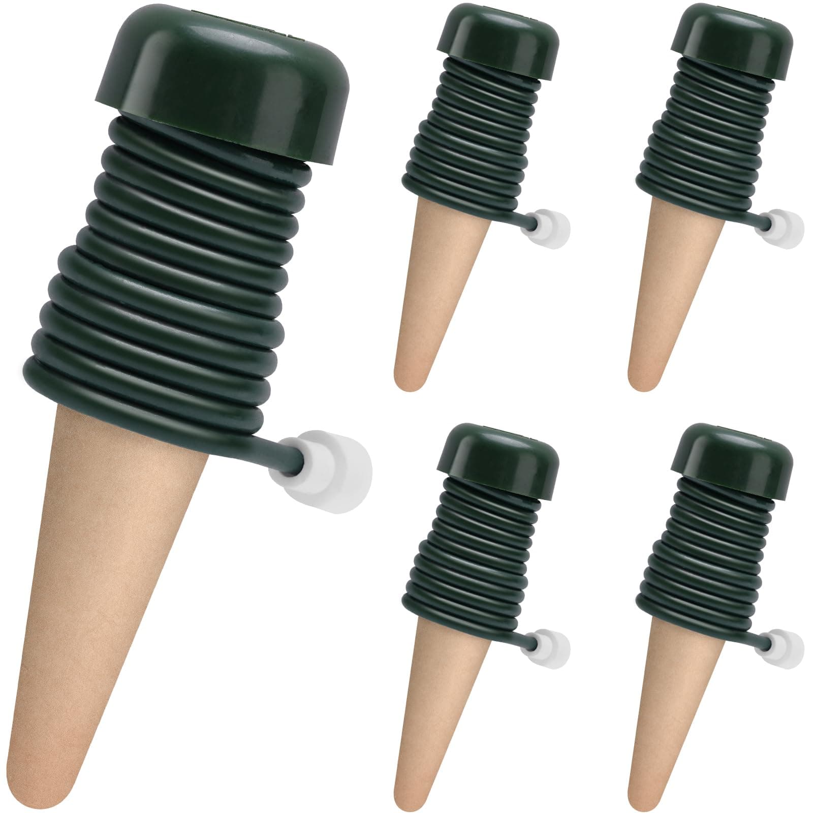 BYDOLL Plant Self-Watering Stakes Automatic Watering Terracotta Spikes for Indoor Outdoor Plants,Houseplant Insert Devices for Vacation use,Bonsai Drip Irrigation System (5 Pack)